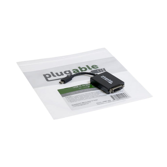 Image of the product packaging for the Plugable USBC-DVI