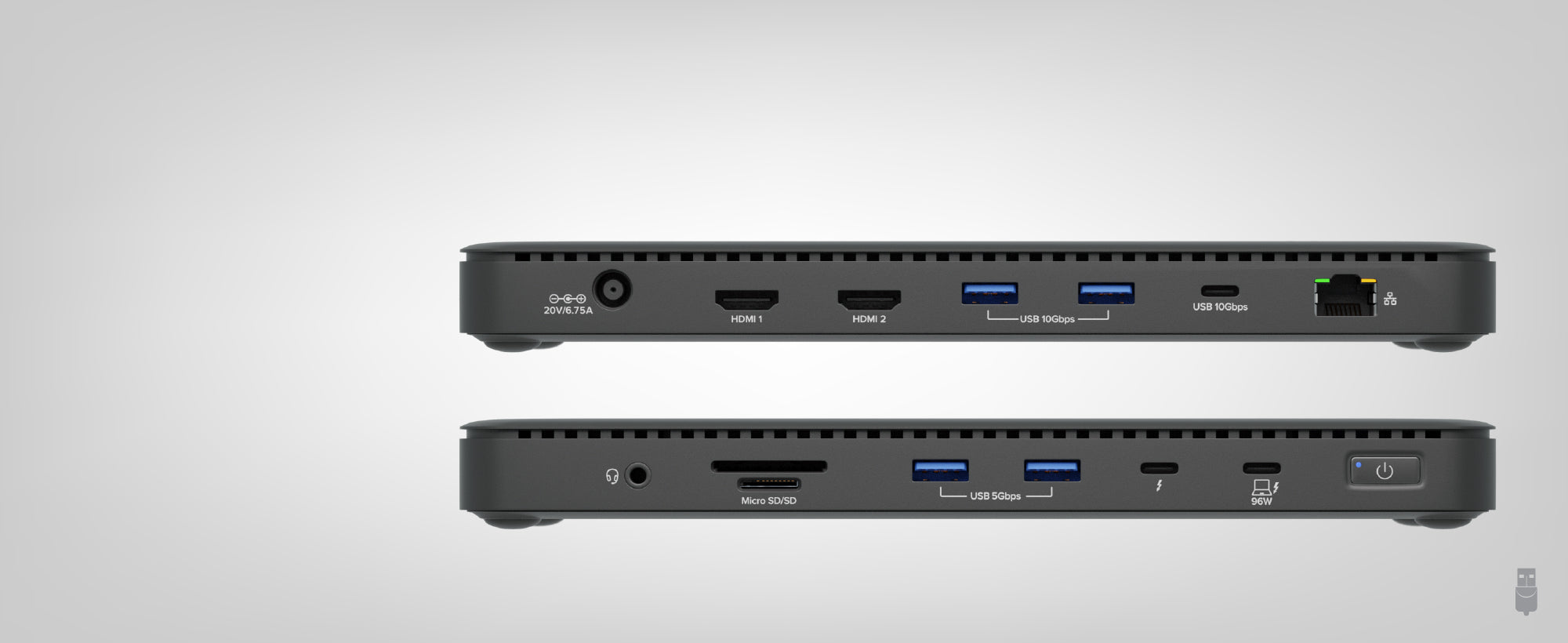 Close up of all of the 13 ports on the TBT4-UD5