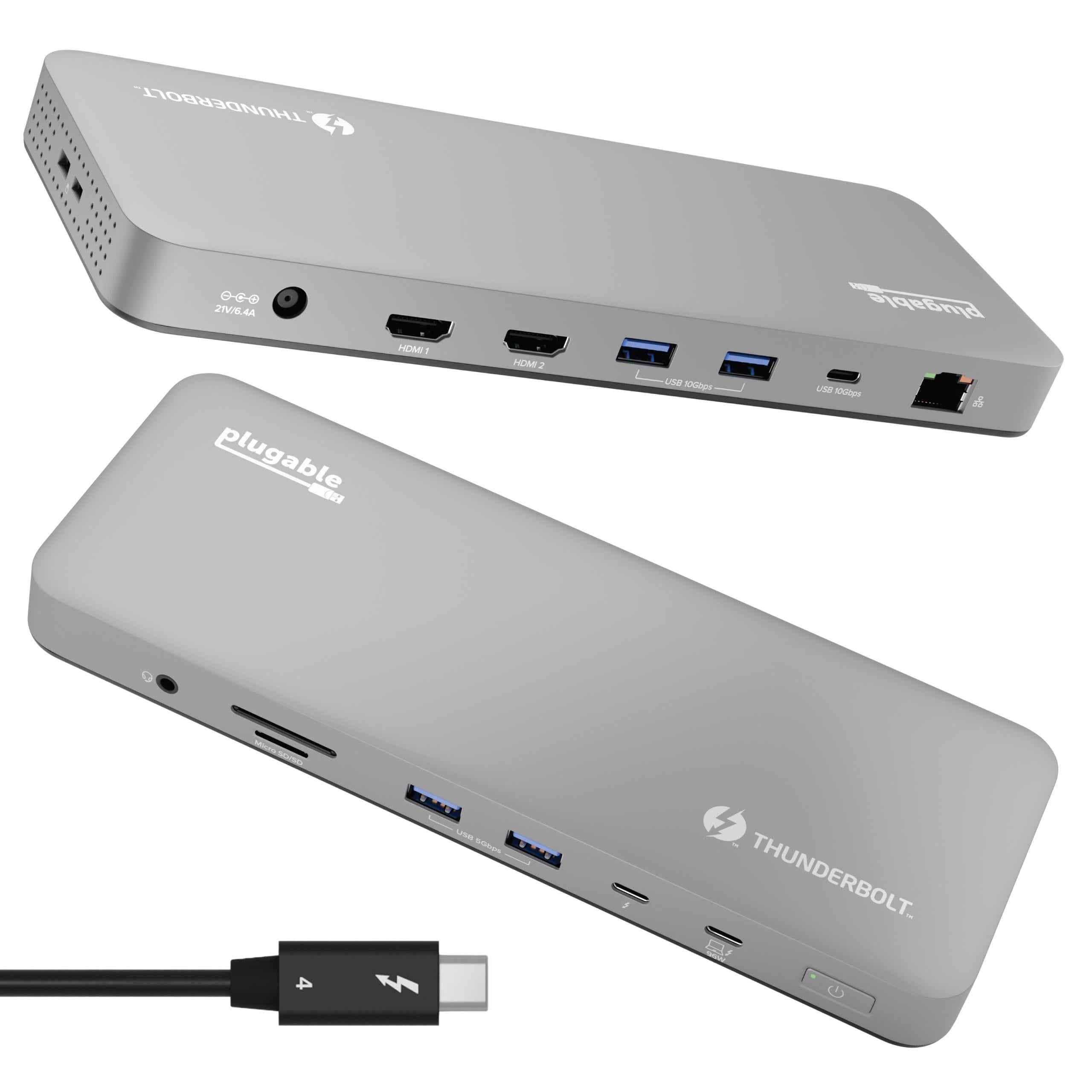 Plugable Thunderbolt 4 Dock for M4 MacBook Air & Pro, 100W Laptop
