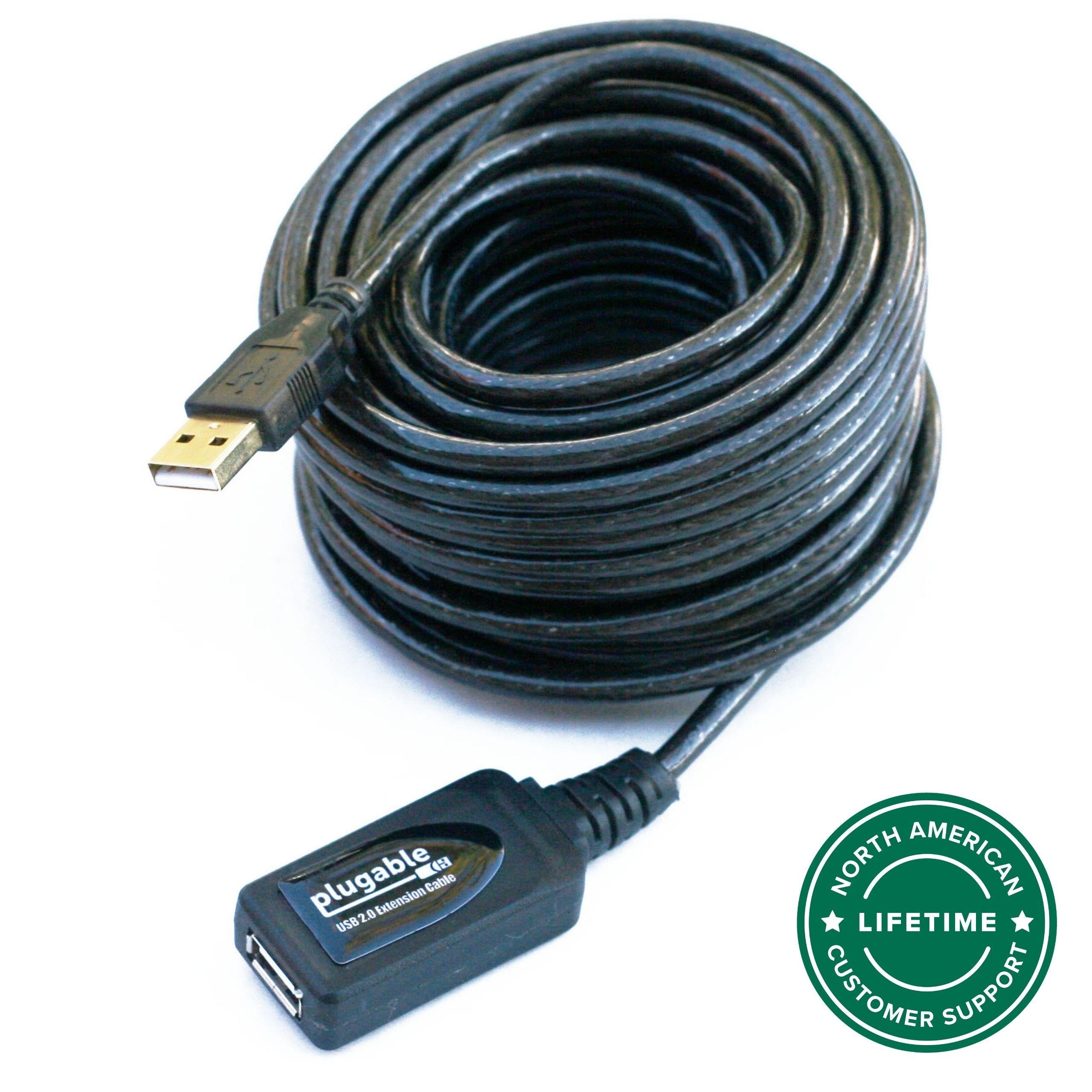 Plugable USB 2.0 10 メートル アクティブ延長ケーブル（タイプA オス- タイプA メス） wgteh8f Plugable USB 2.0 Active Extension Cable (10m/32′) ~ Plugable