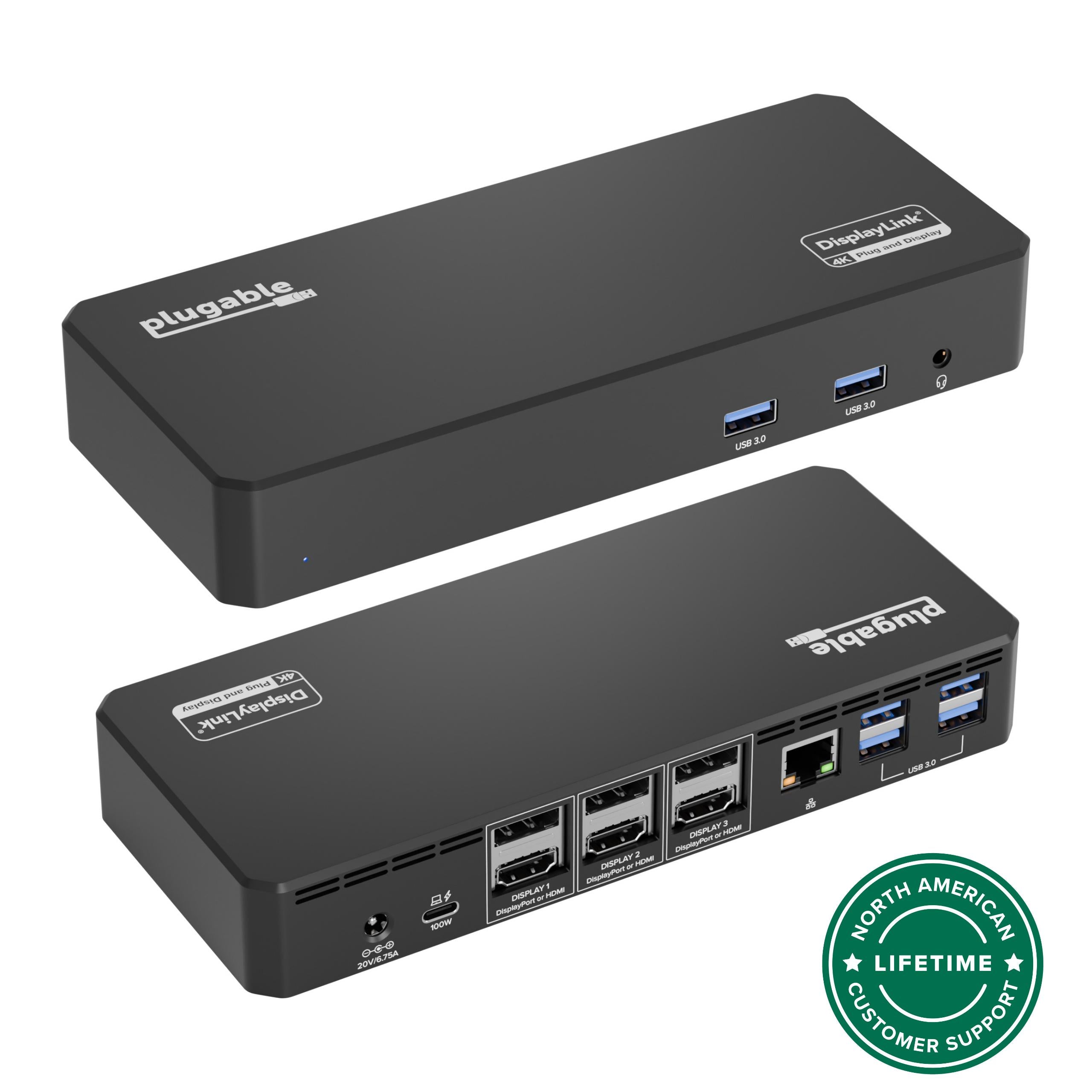 その他 plugable USB-C 4K DOCKING STATION Plugable USB-C Docking Station, 4K Triple Monitors, 100W Laptop