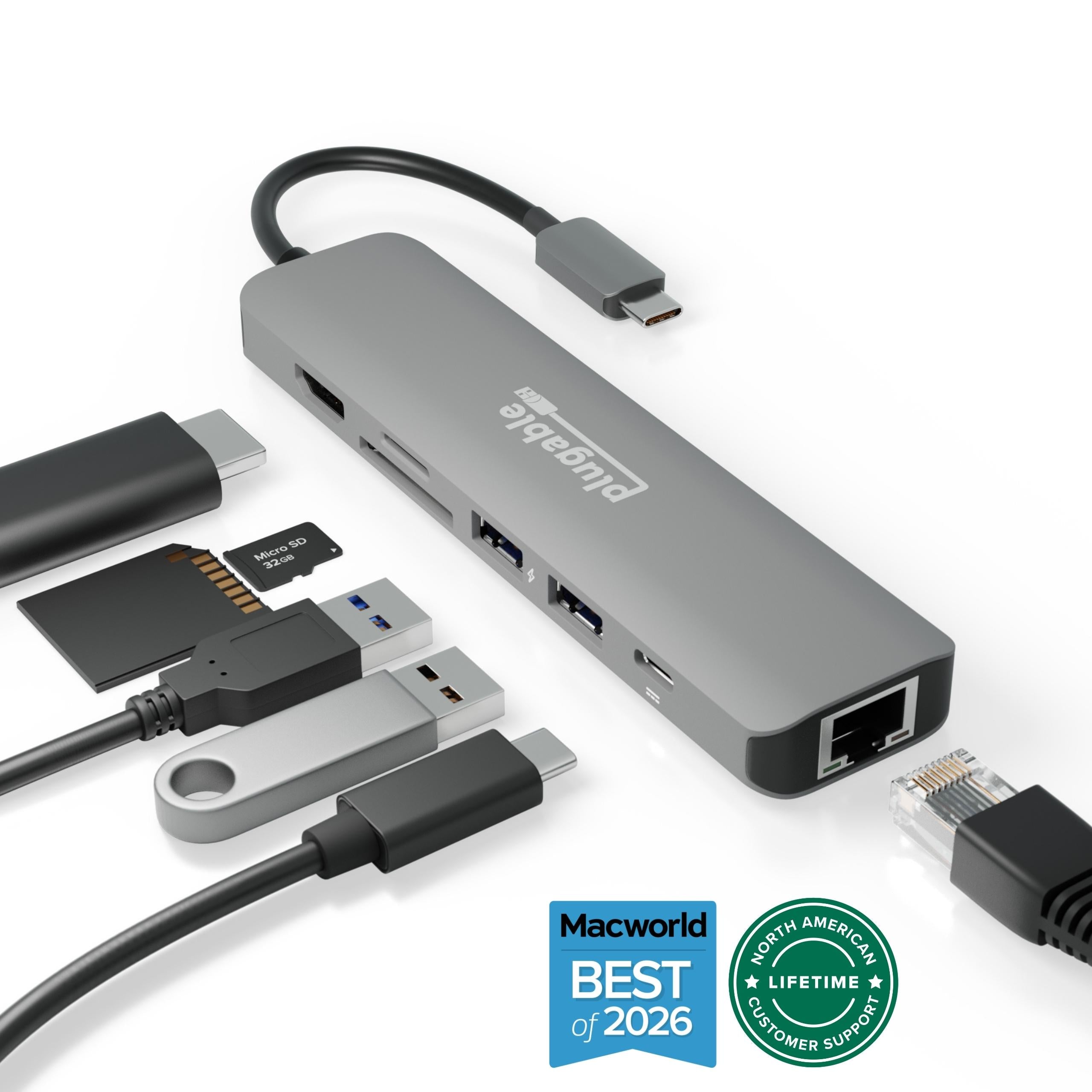 Plugable USB-C 7-in-1 Hub with Ethernet ~ Plugable Technologies