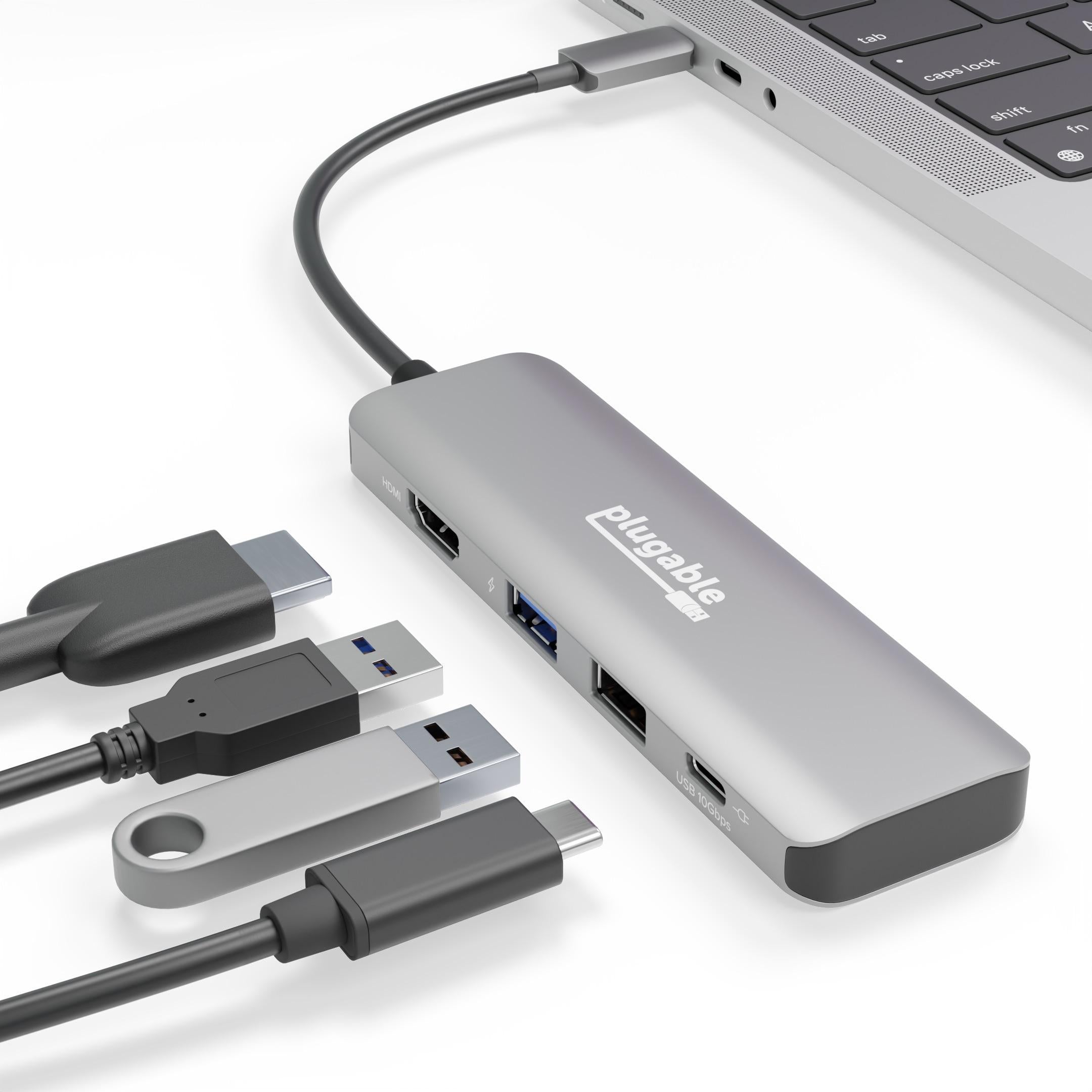 Plugable 4-in-1 USB-C Hub with 4K HDMI, 100W Charging ~ Plugable