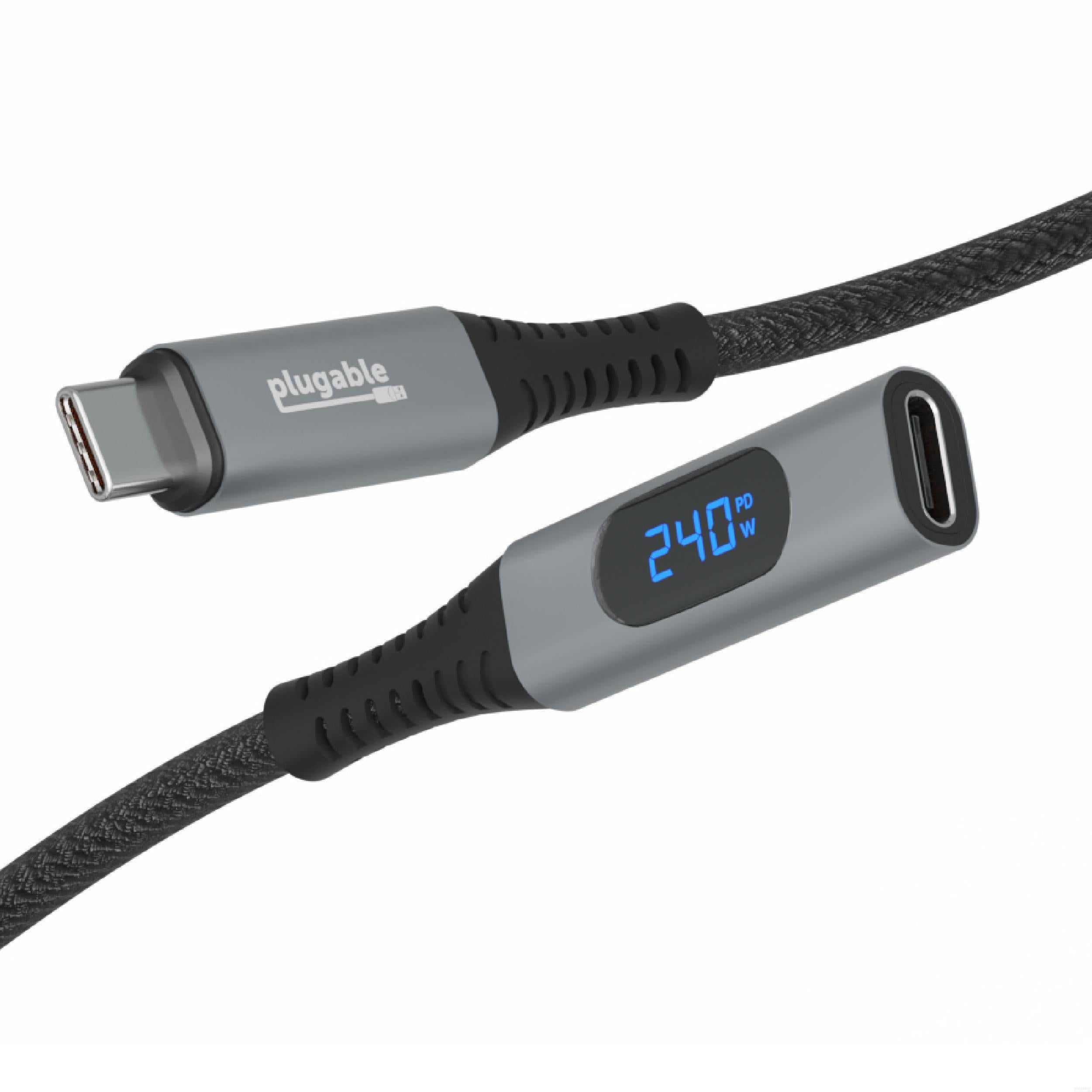 Plugable USB-C Extension Cable with Built-In Multimeter Tester, Fast C