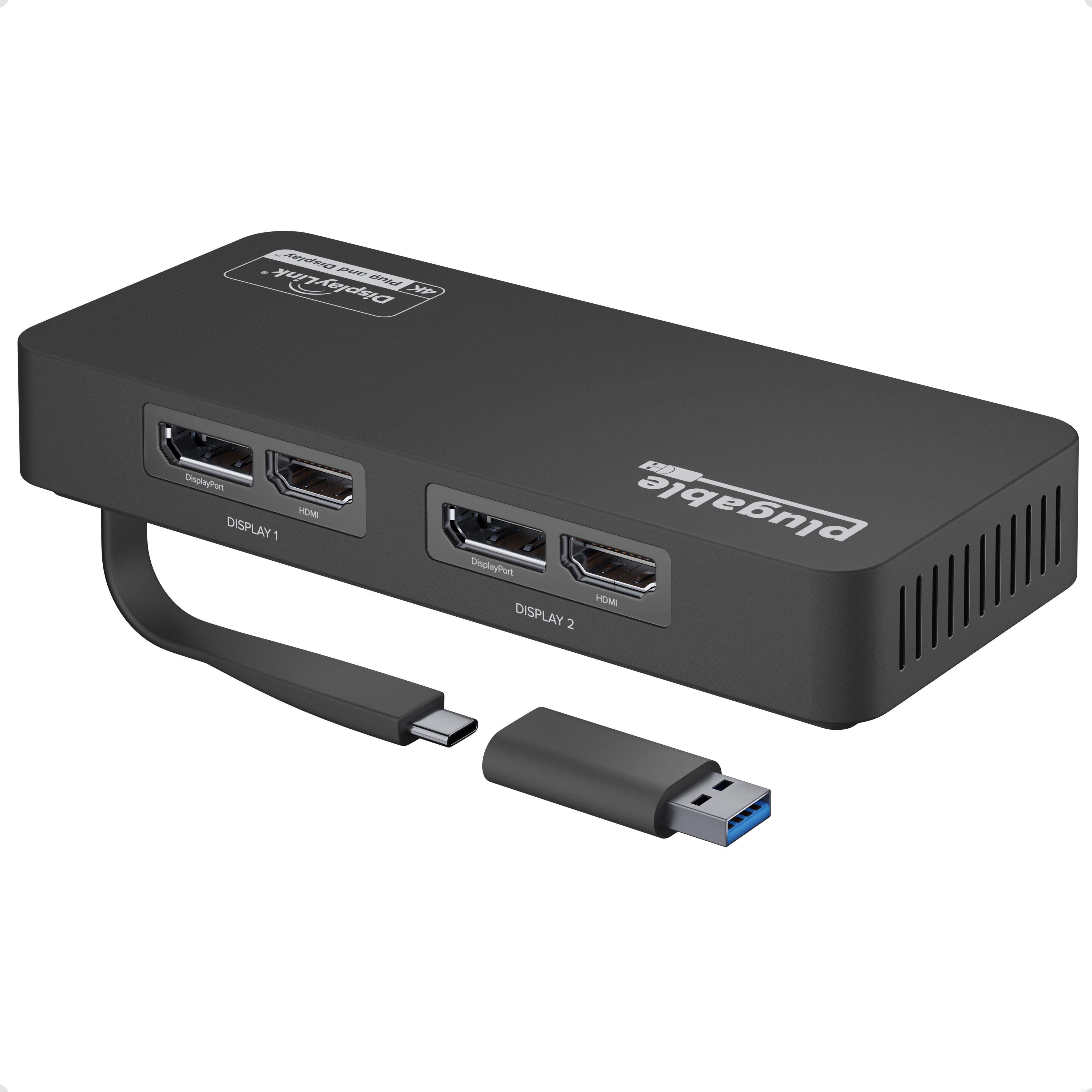 Australien permeabilitet synd Plugable USB 3.0 and USB-C 4K DisplayPort and HDMI Dual Monitor Adapte –  Plugable Technologies