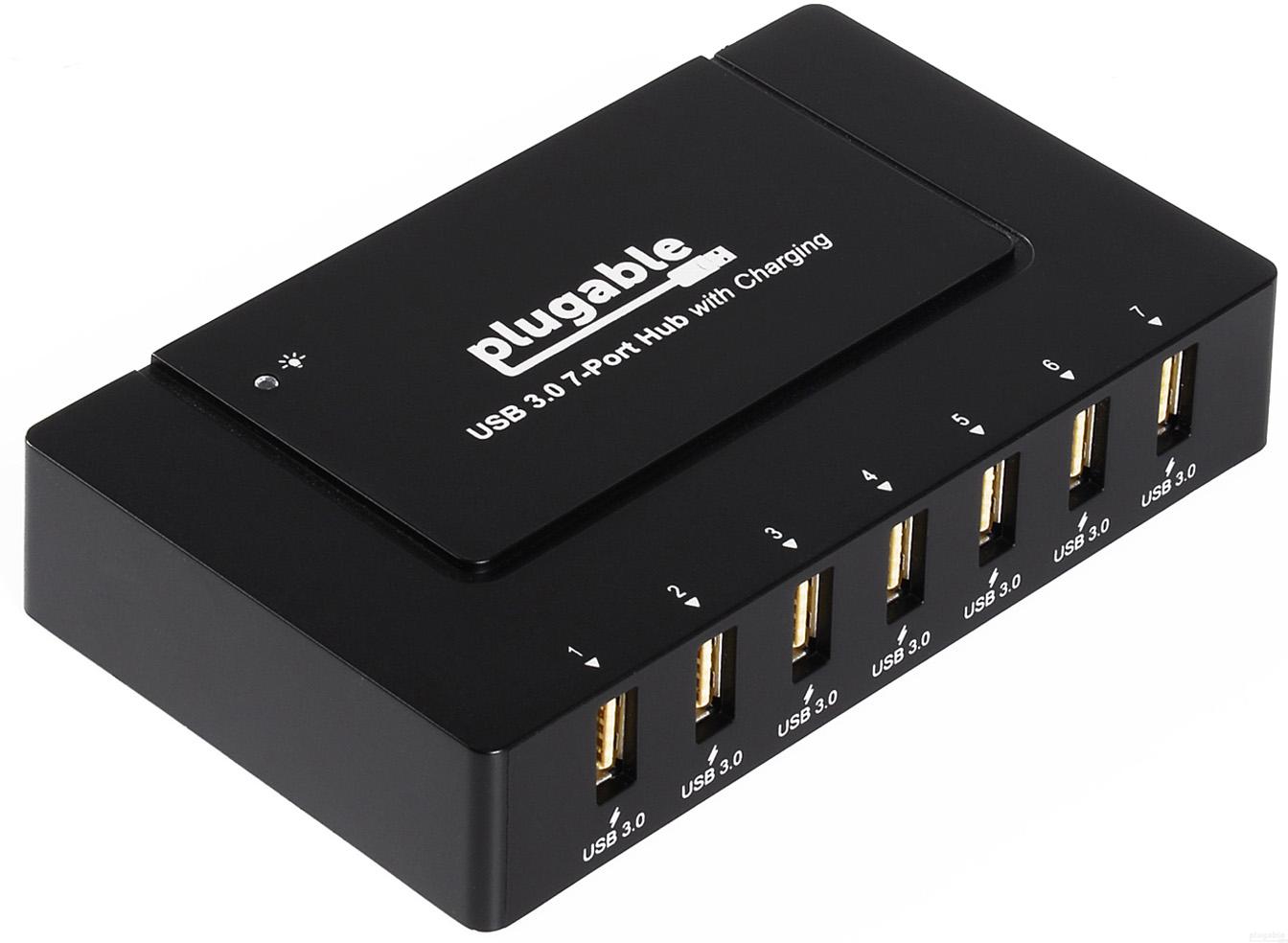 Plugable USB 3.0 10-Port Hub with 50W Power Adapter – Plugable