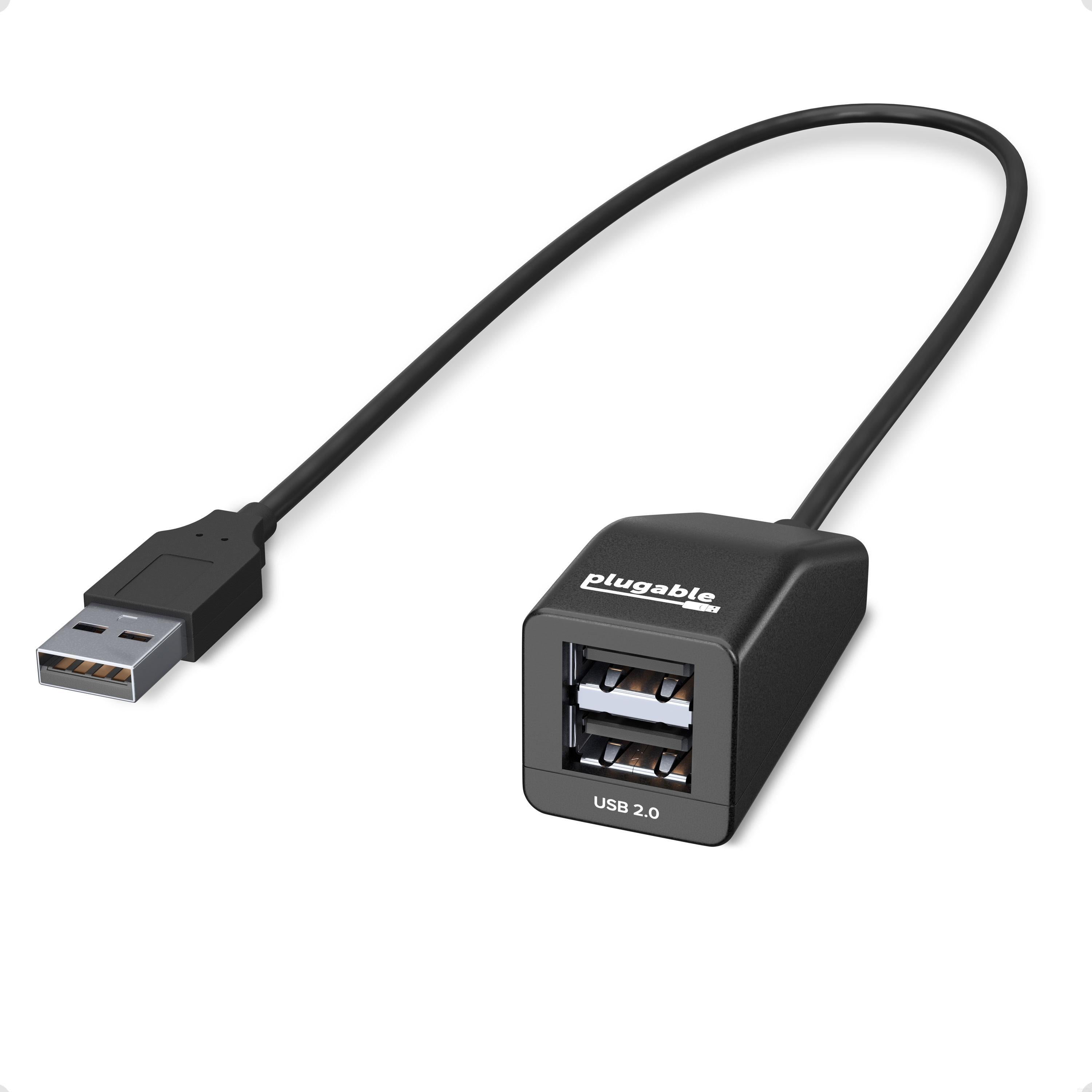 USB 2.0 Ultra-Mini Compact Hub with Power Adapter, 4 Ports, Black