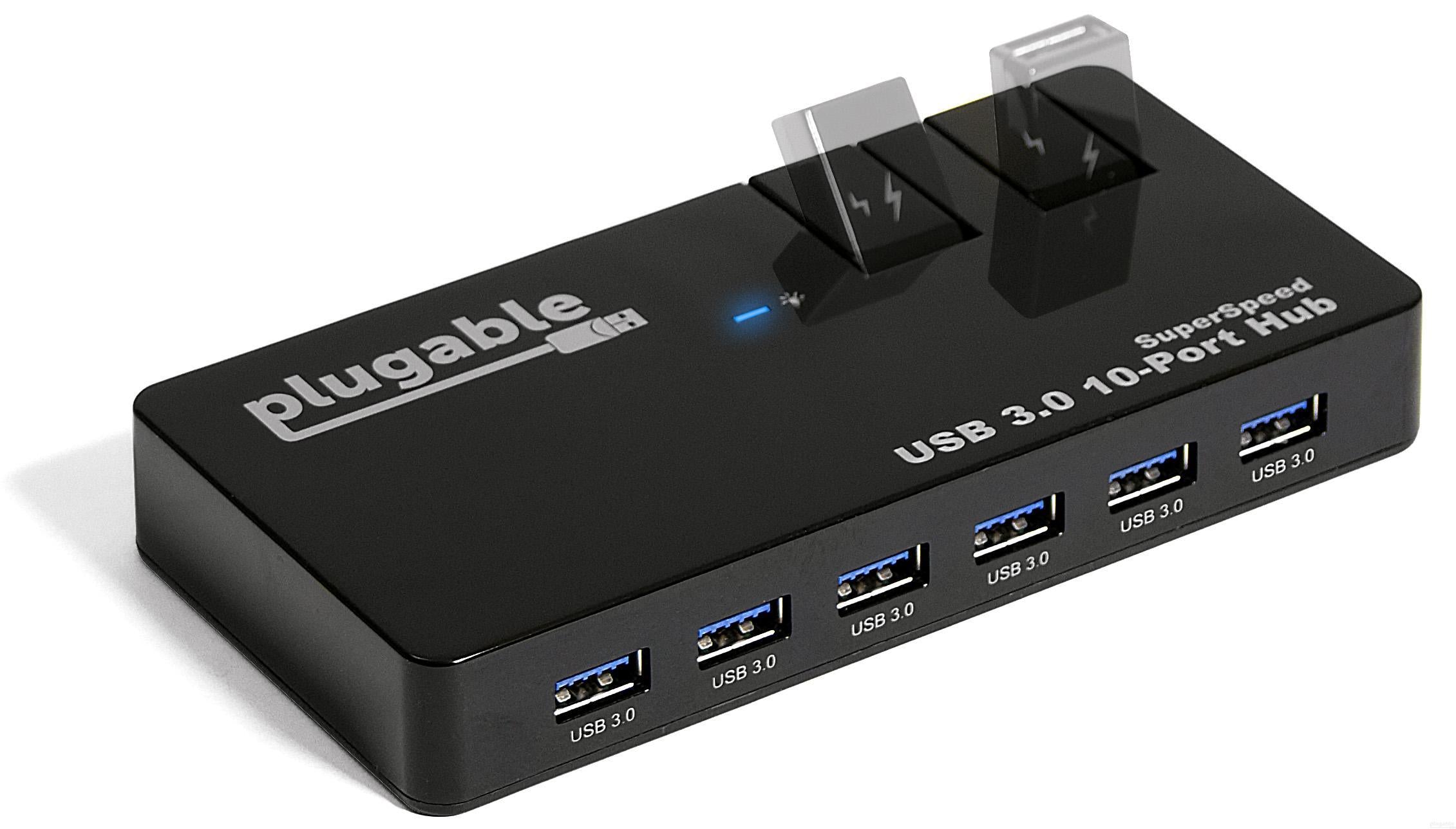 Plugable USB 3.0 10-Port Hub with 50W Power Adapter