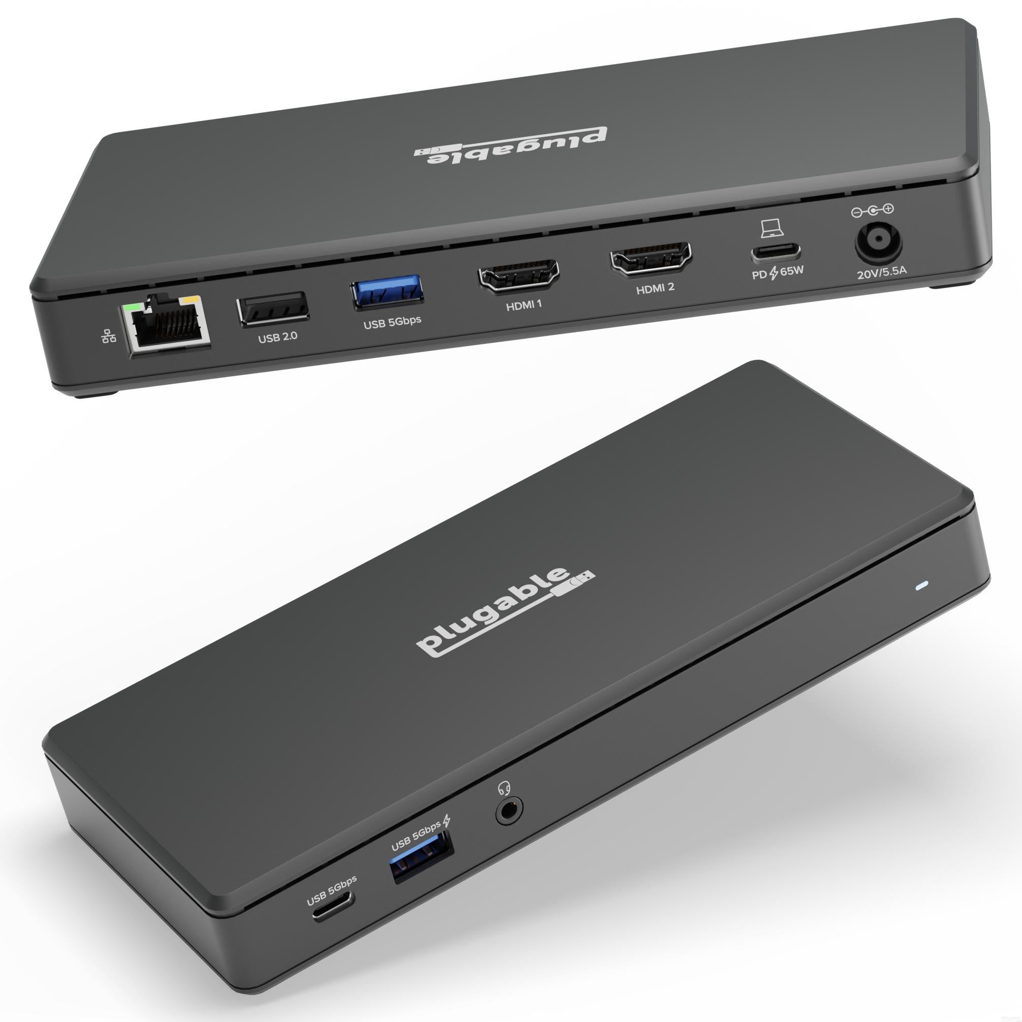 Plugable USB-C Dual HDMI Display Docking Station with 65W Laptop Charg –  Plugable Technologies