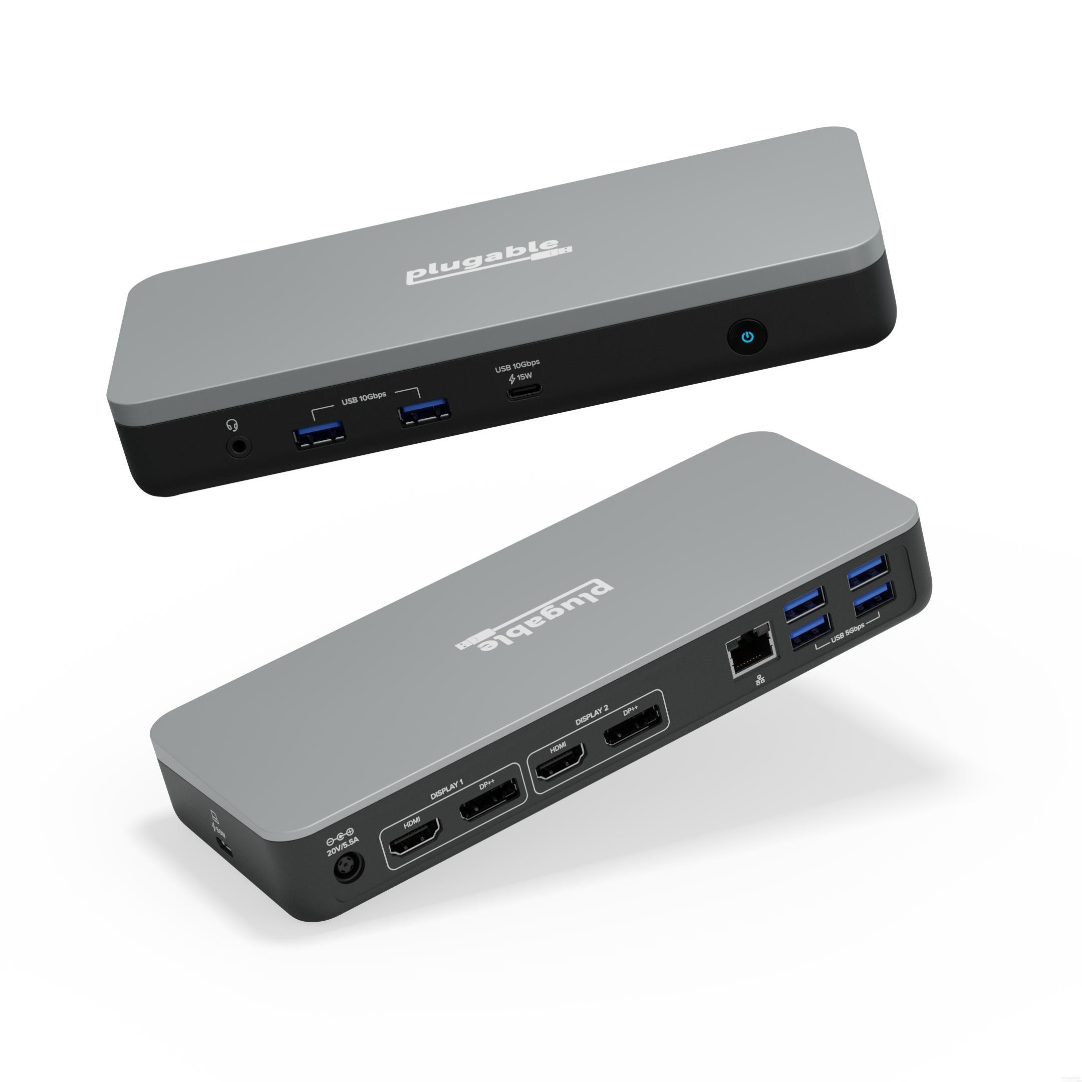 Plugable USB-C Dual Monitor Docking Station, Certified Works with