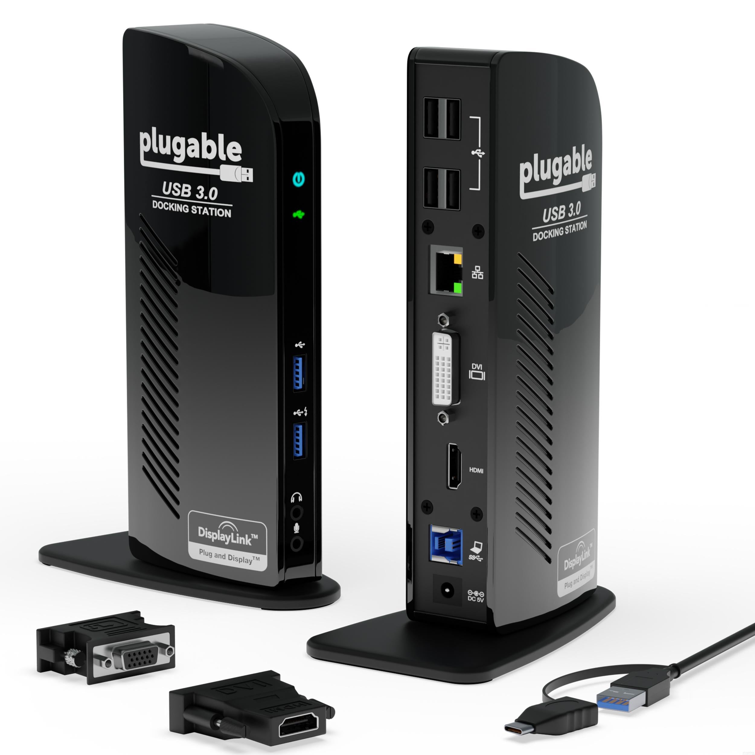 Plugable USB3.0 / USB-C 用ドッキングステーション 縦置き Windows および Mac 用