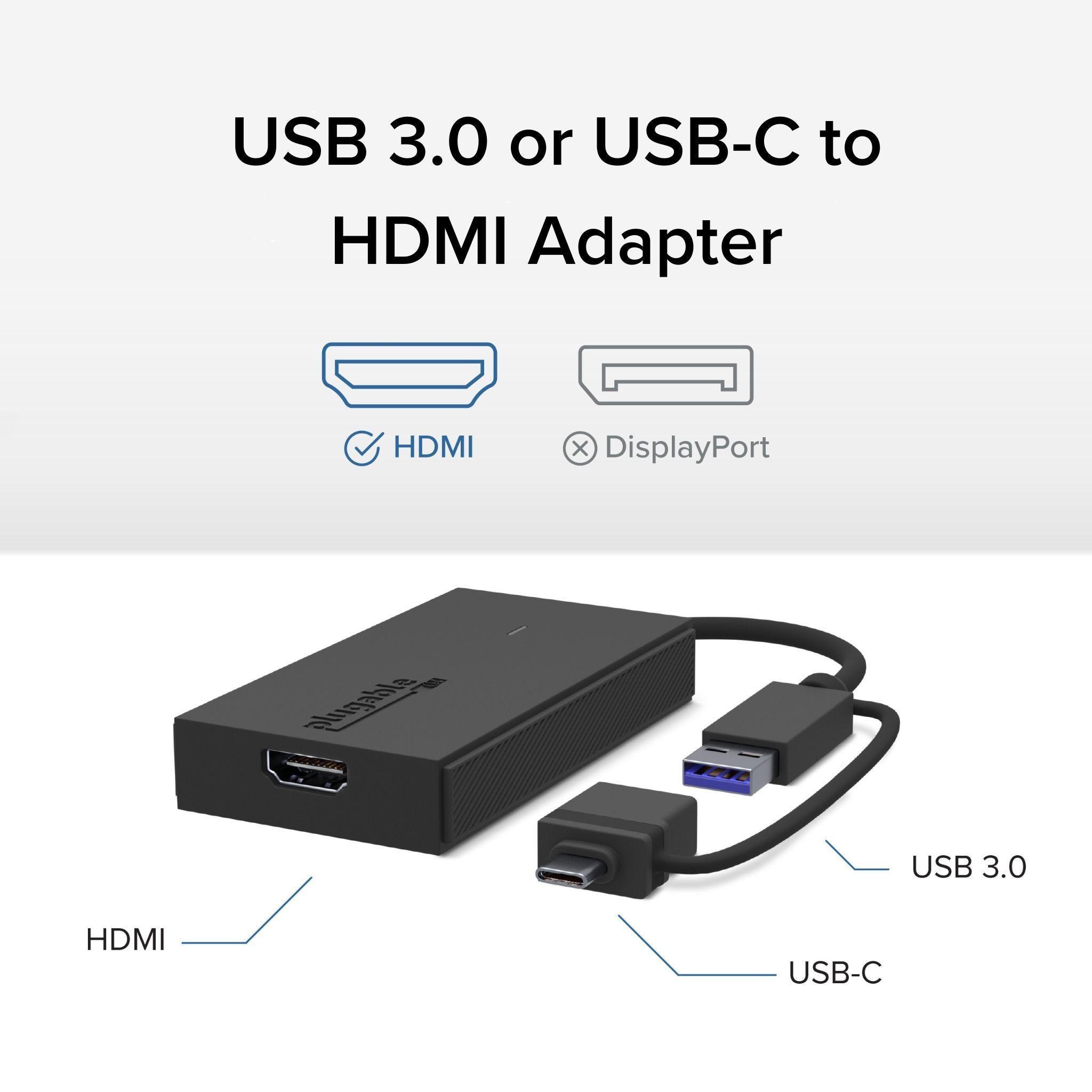 Plugable USB-C or USB 3.0 to HDMI Adapter ~ Plugable Technologies