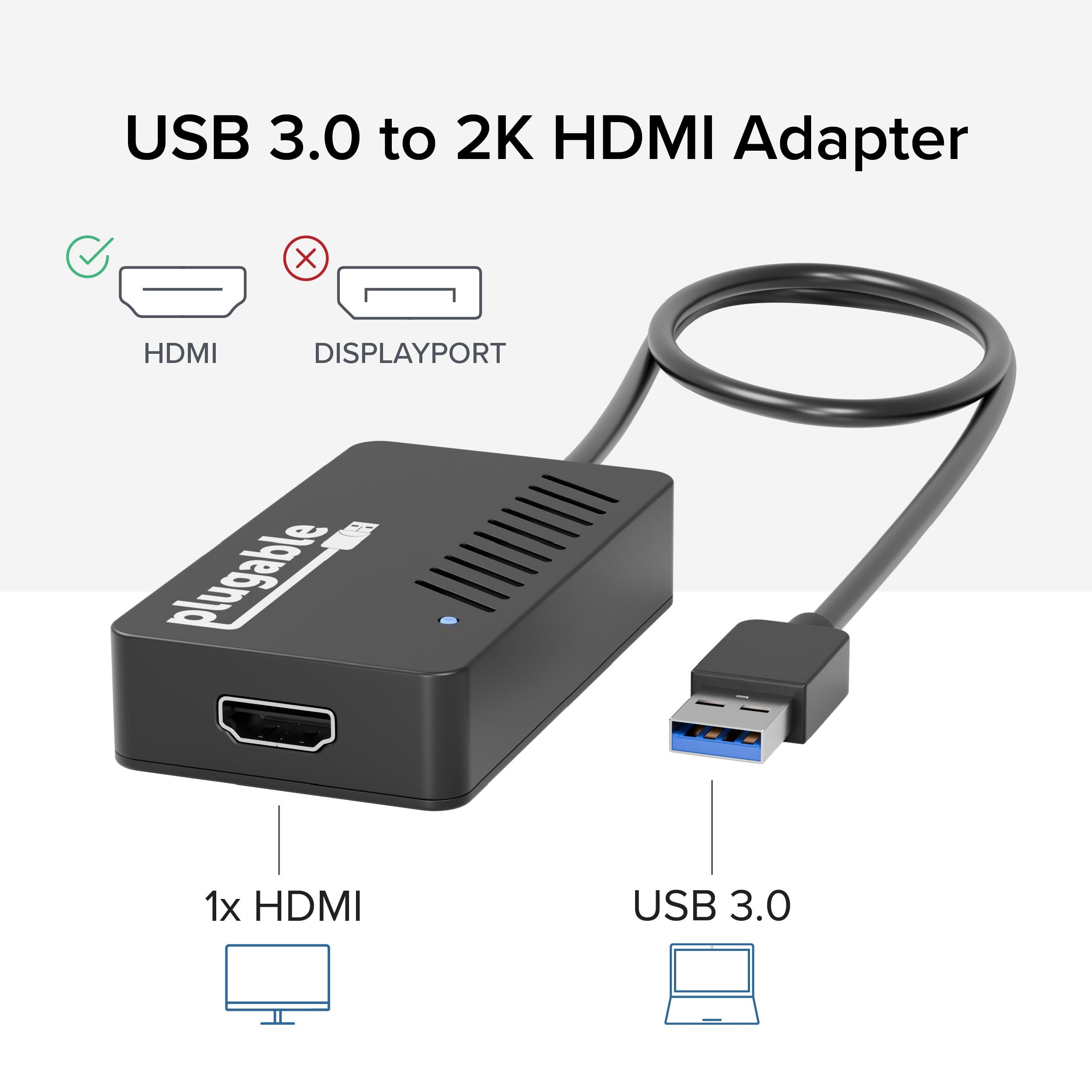 Plugable USB 3.0 to 2K HDMI Video Graphics Adapter with Audio for