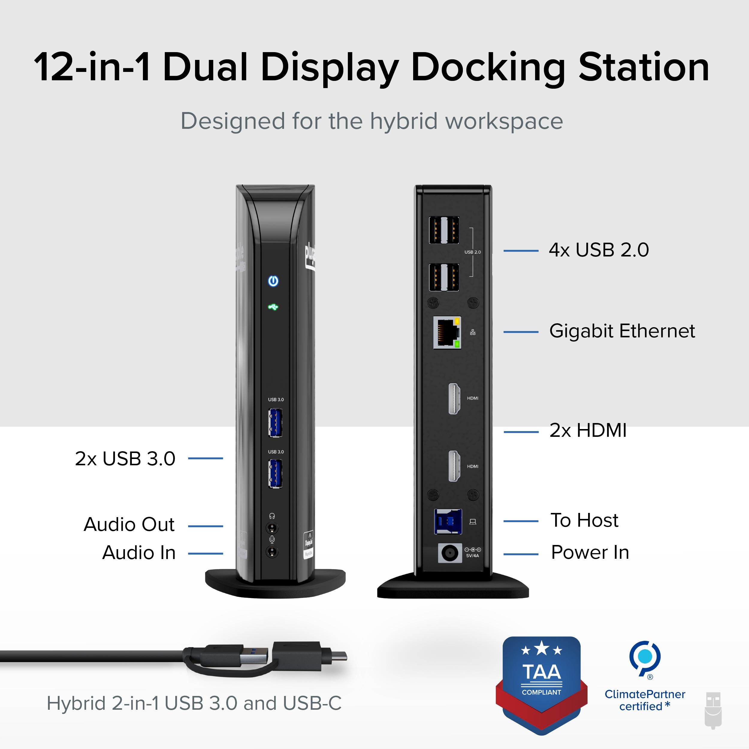 Plugable Universal Dual Monitor Docking Station - UD-3900