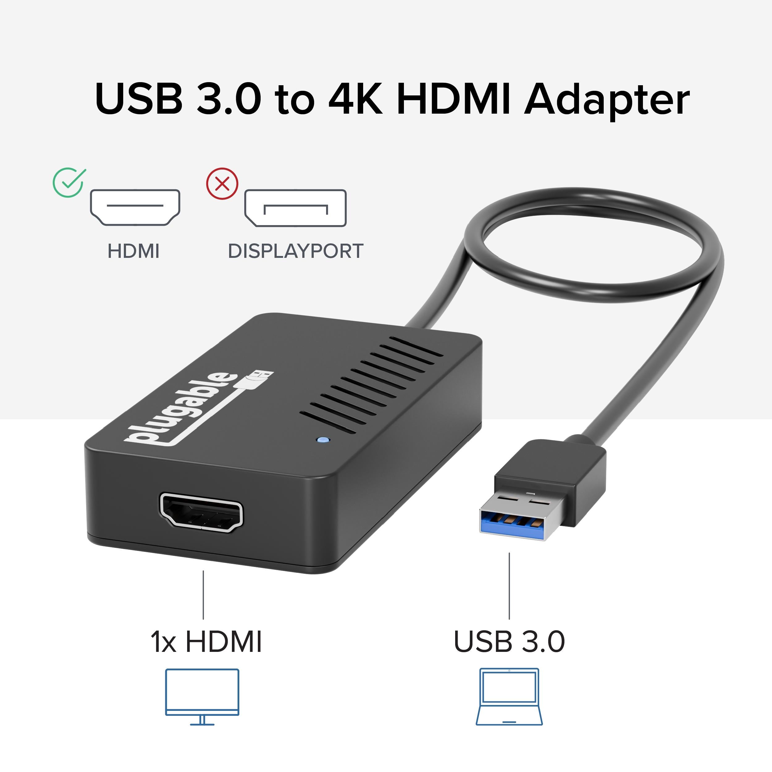 Plugable USB 3.0 4K HDMI Adapter for Multiple Monitors ~ Plugable