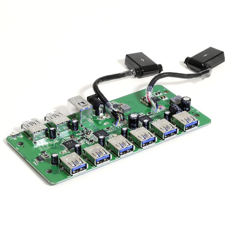 Image of the Plugable 10-port hub's chipsets
