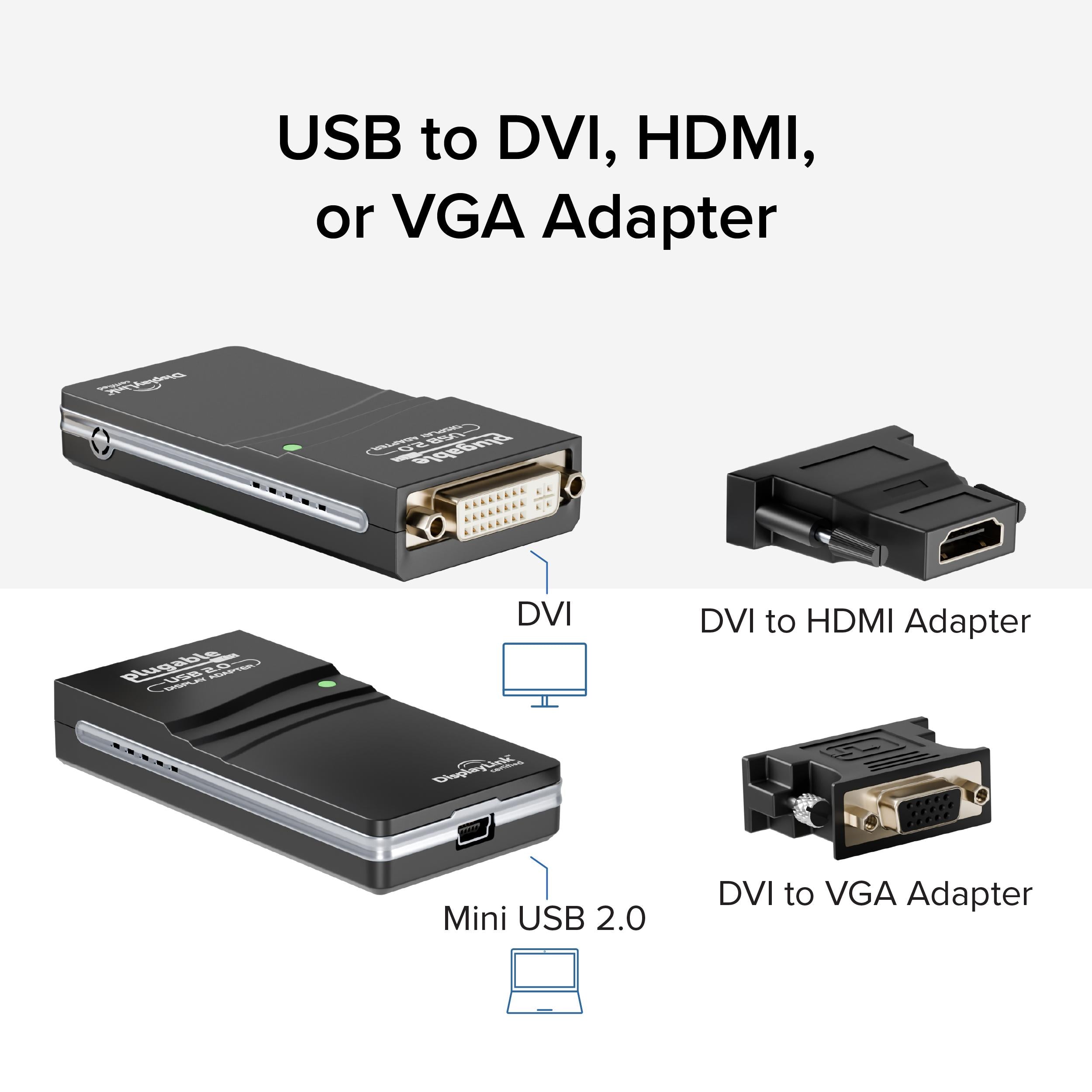 Plugable USB 2.0 HDMI/DVI/VGA Adapter for Multiple Monitors up to