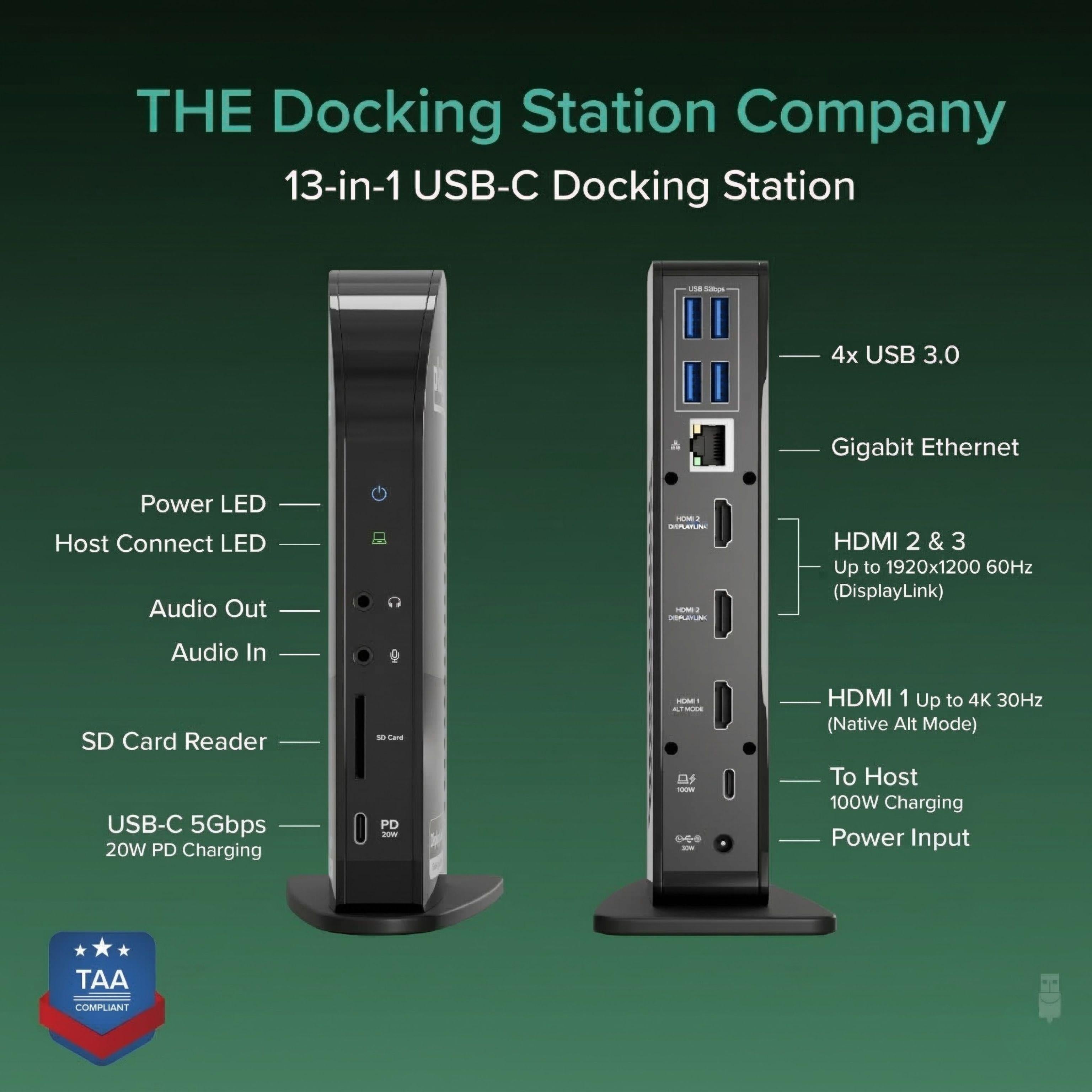 Plugable USB-C Triple Display Docking Station with DisplayLink USB
