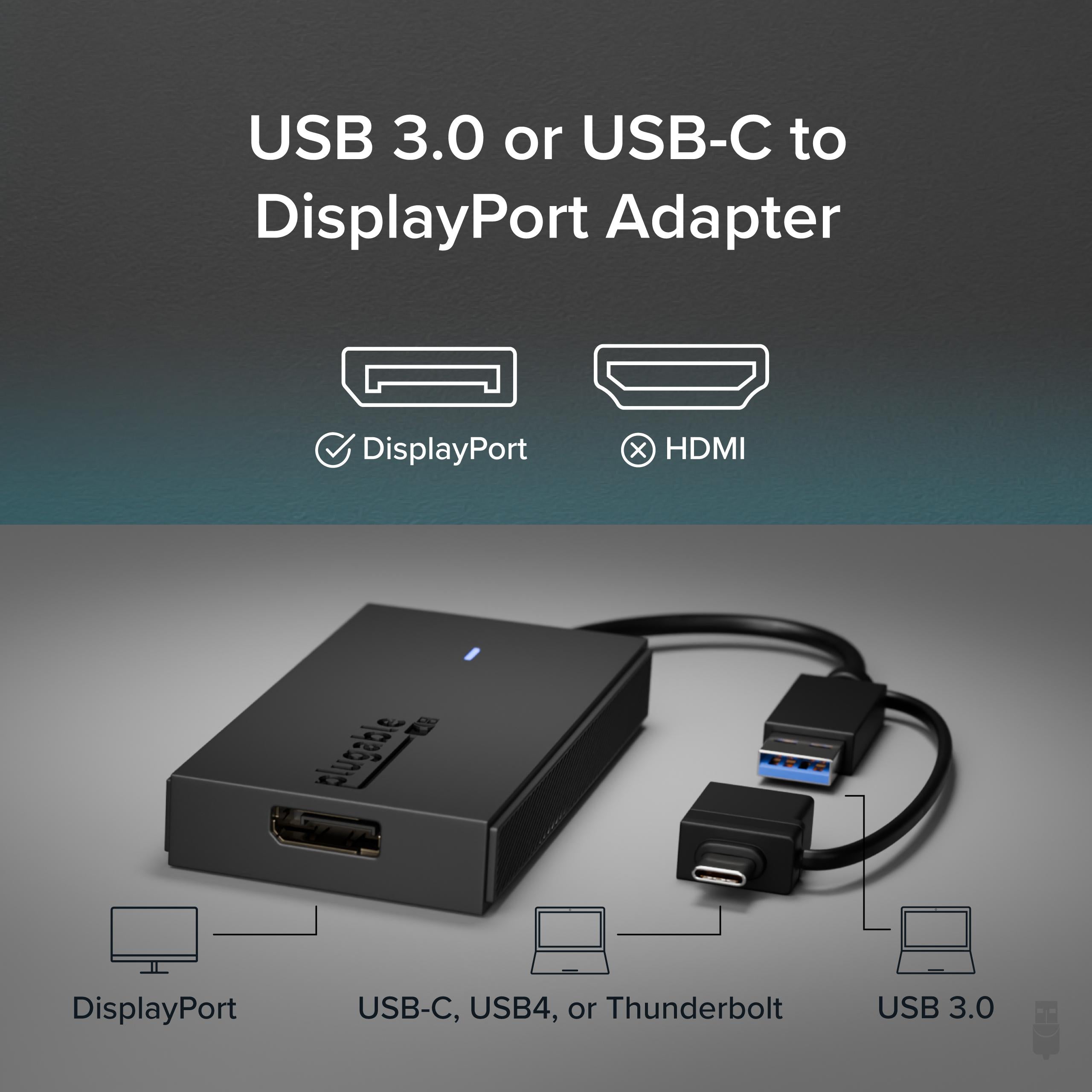 Plugable USB-C or USB 3.0 to DisplayPort Adapter ~ Plugable