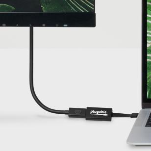 Plugable's USB-C to VGA adapter in use