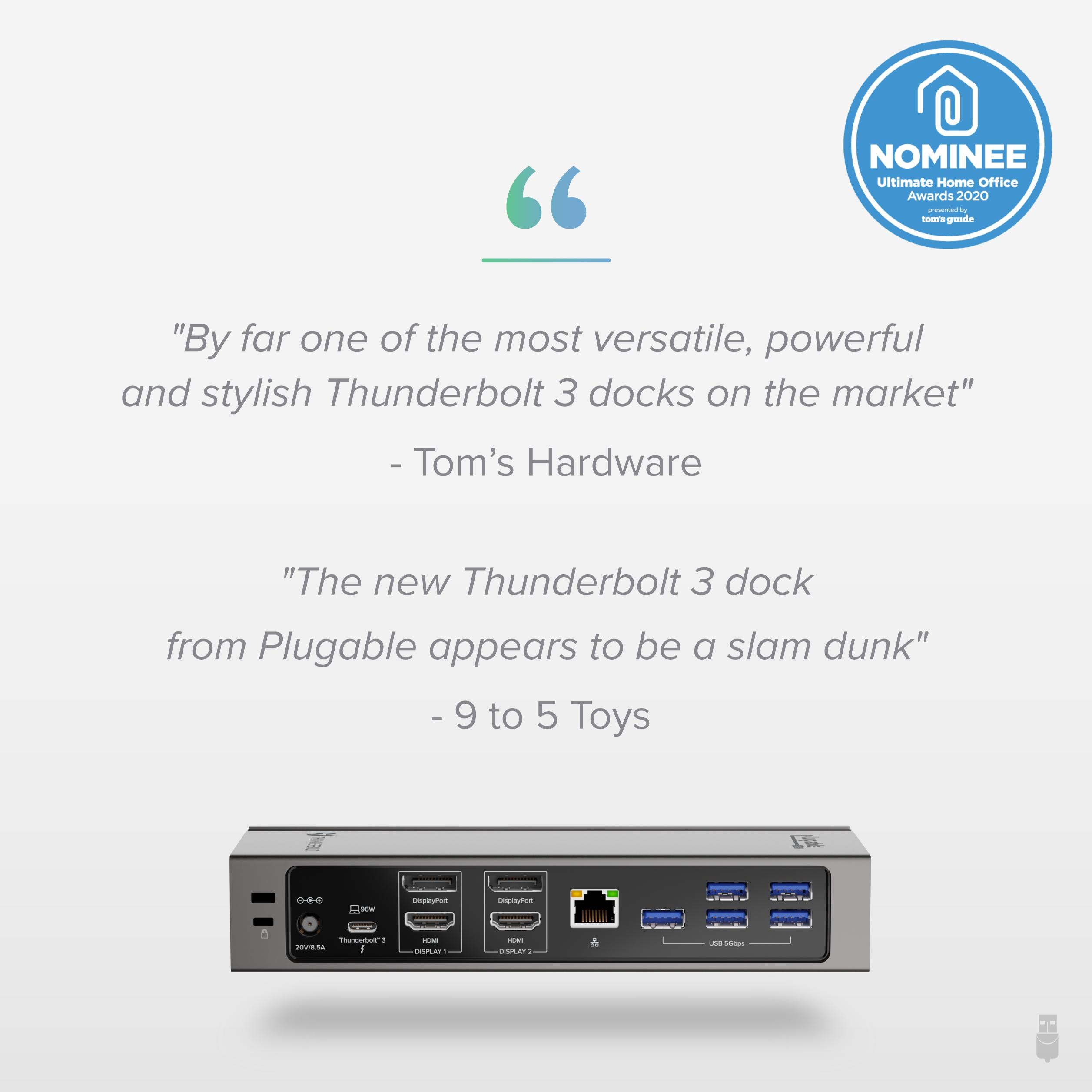 Plugable Thunderbolt™ and USB-C Dual Monitor Docking Station, 96W