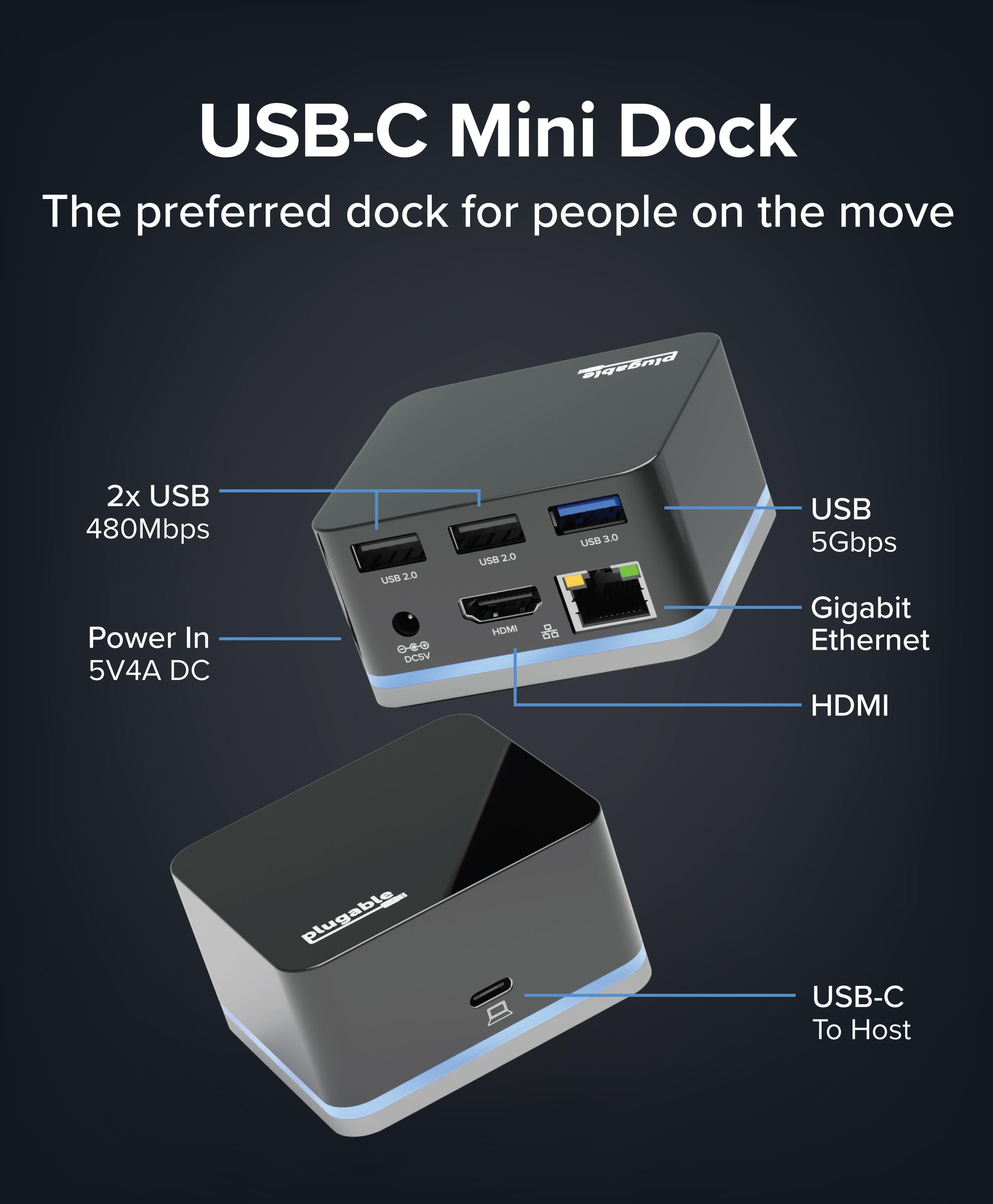 Plugable USB-C Laptop Dock for Portable Work Stations ~ Plugable