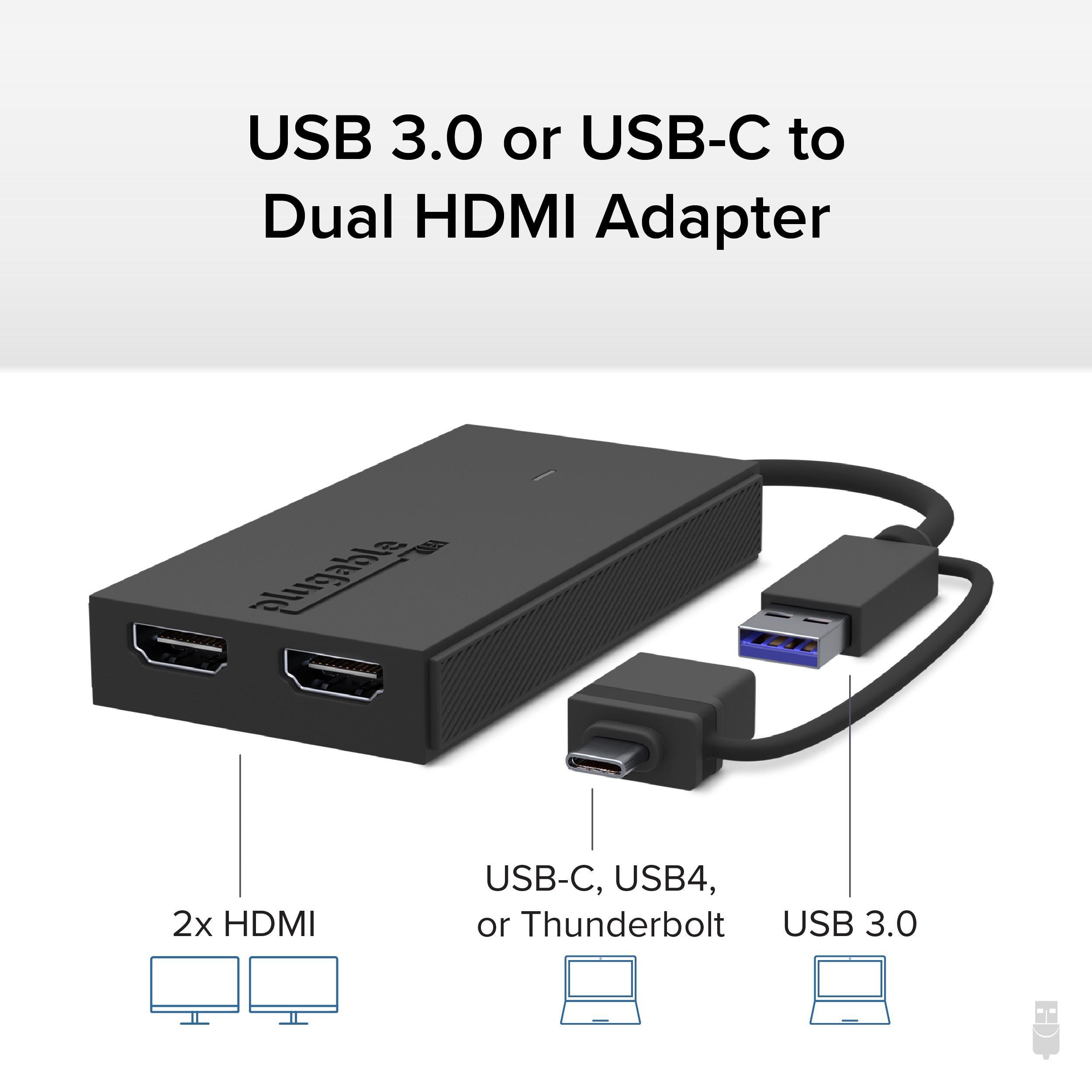 Plugable USB-C or USB 3.0 to Dual HDMI Adapter ~ Plugable Technologies