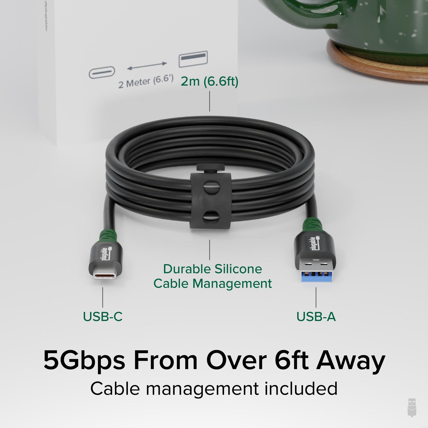 Plugable USB C to USB A Cable for Data and Charging (6.6ft / 2m ...