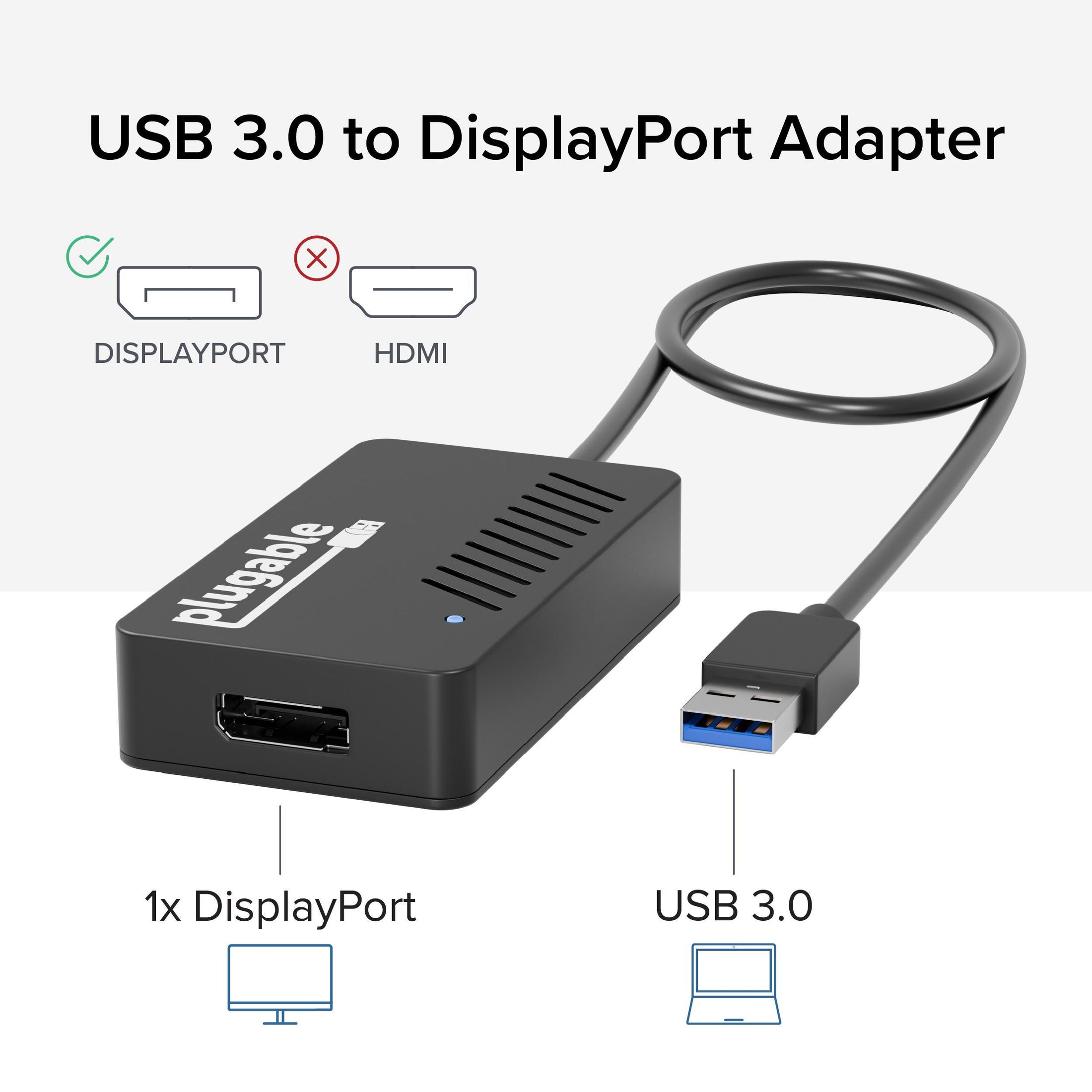 Plugable USB 4K DisplayPort Adapter for Multiple Monitors