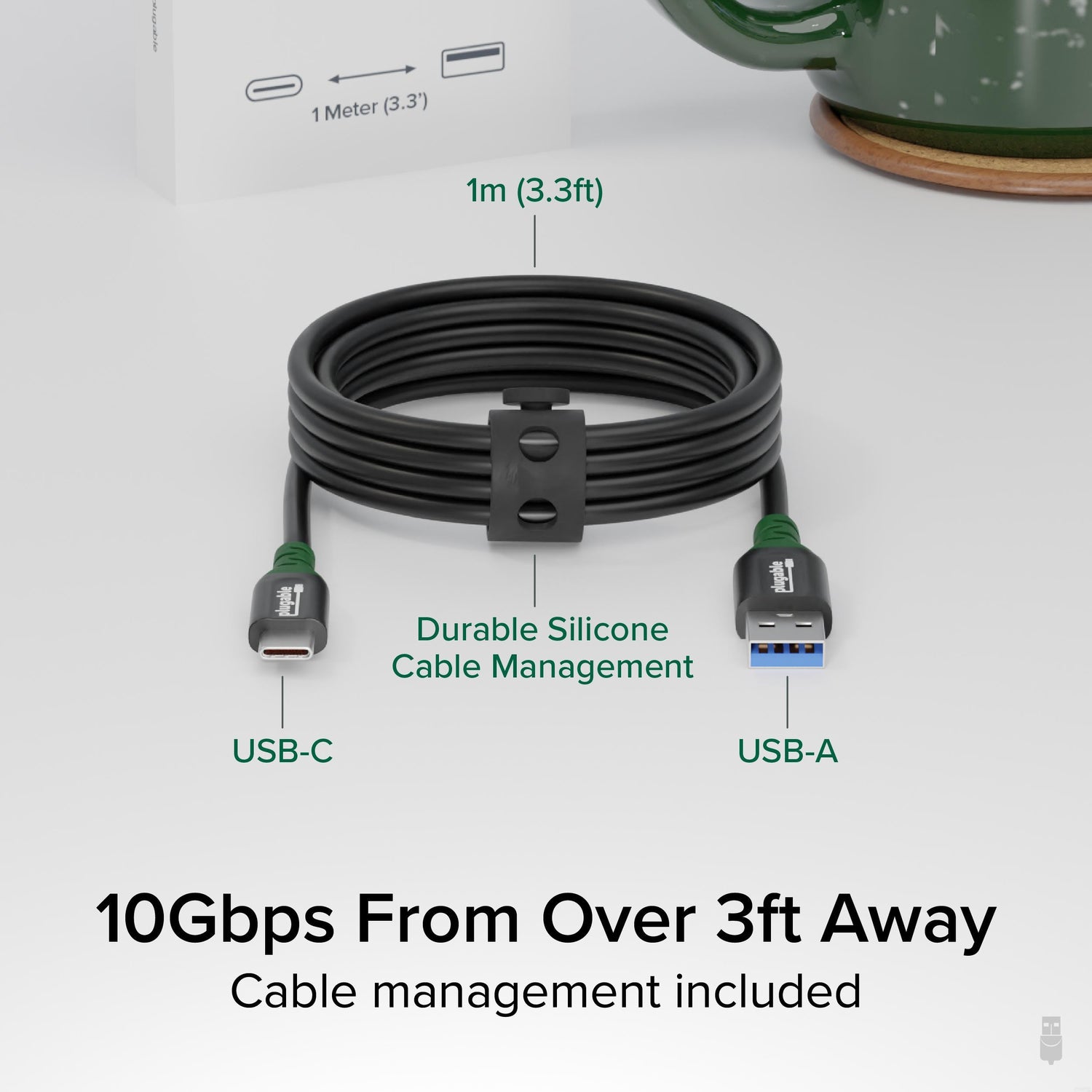 Plugable USB C to USB A Cable for Data and Charging (3.3ft / 1m ...