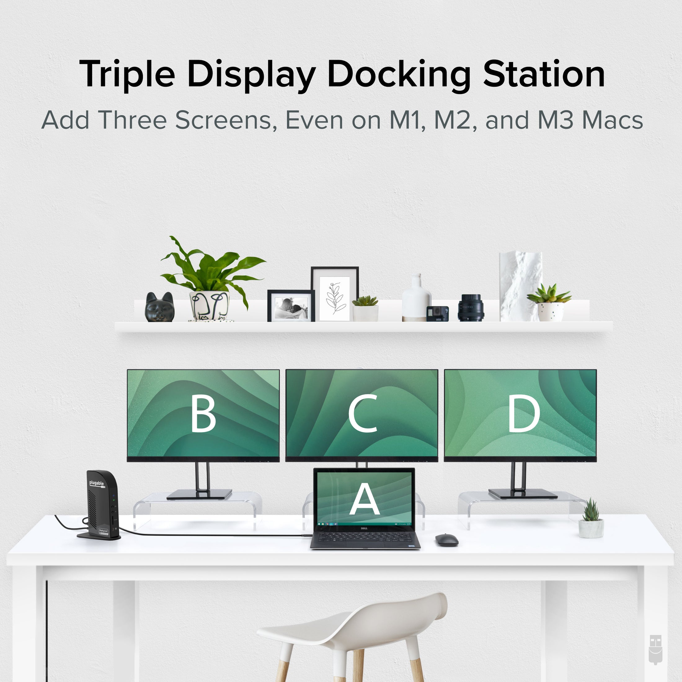Plugable USB-C Triple Monitor Docking Station with 100W Laptop Charging (B-Stock)