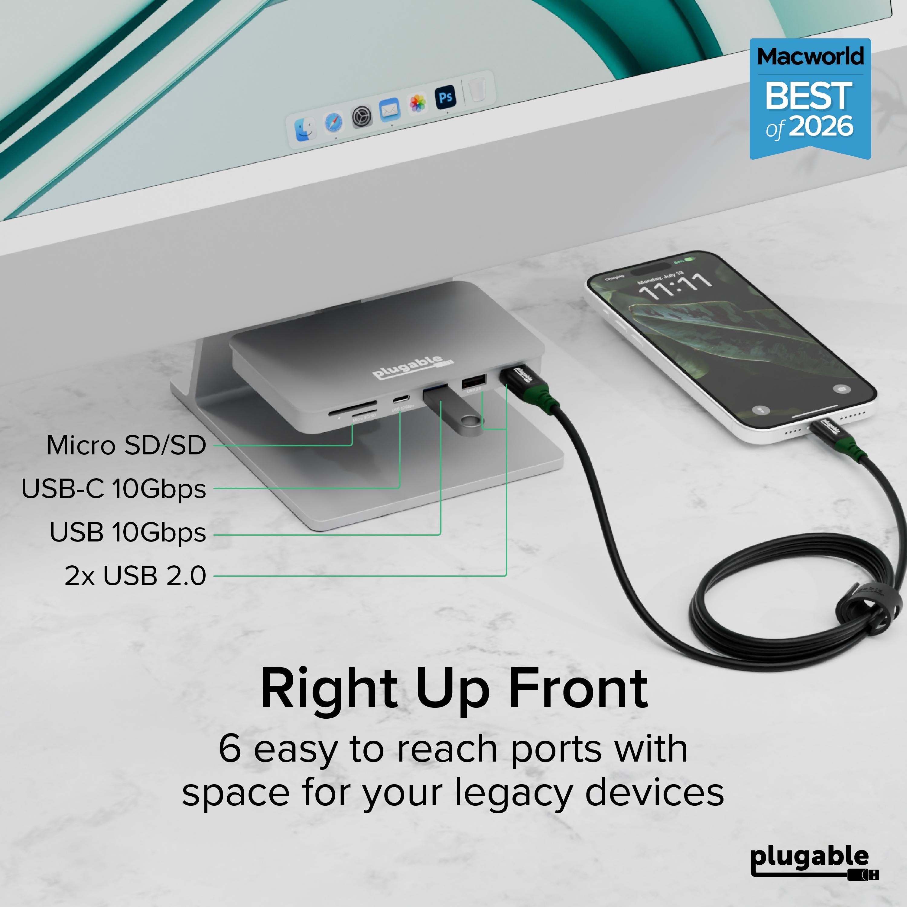 Plugable 6-in-1 USB-C Hub for iMac 24 Inch ~ Plugable Technologies