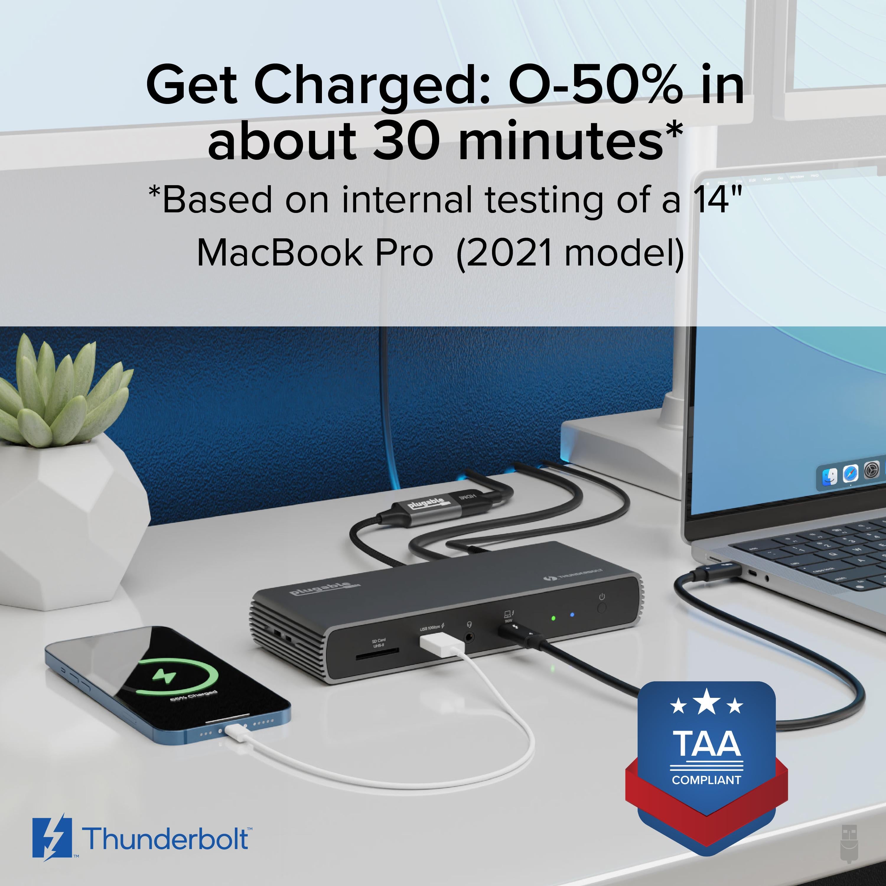 Plugable Thunderbolt 4 & USB4 HDMI Docking Station with 96W
