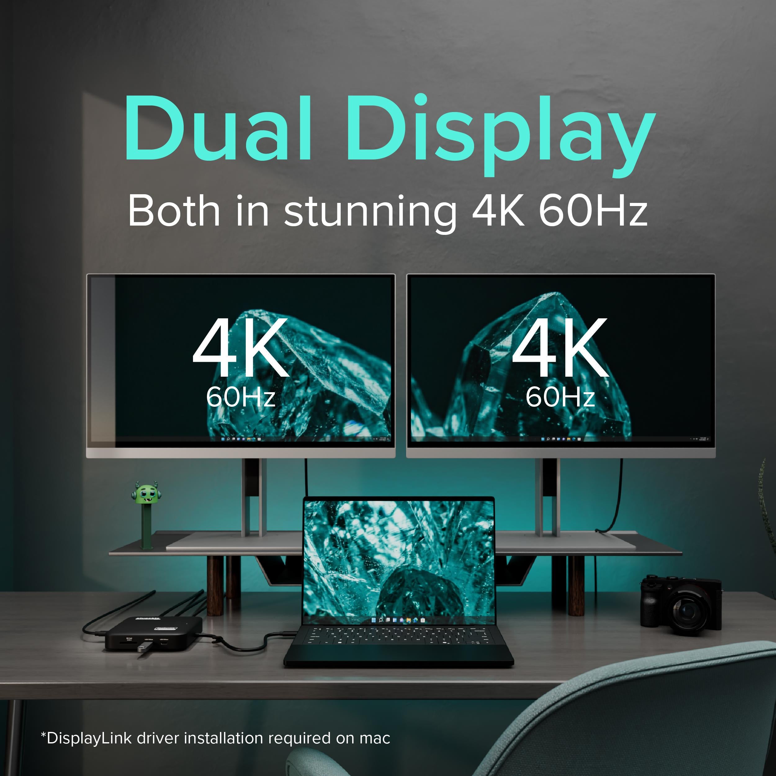 Plugable USB-C Dual HDMI Docking Station, 100W Pass Through