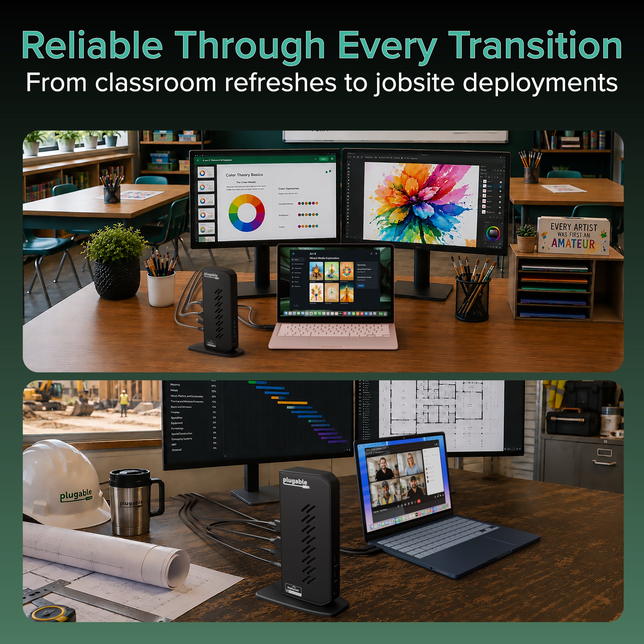 Plugable Universal Docking Station for Dual 4K Monitors (B-Stock)