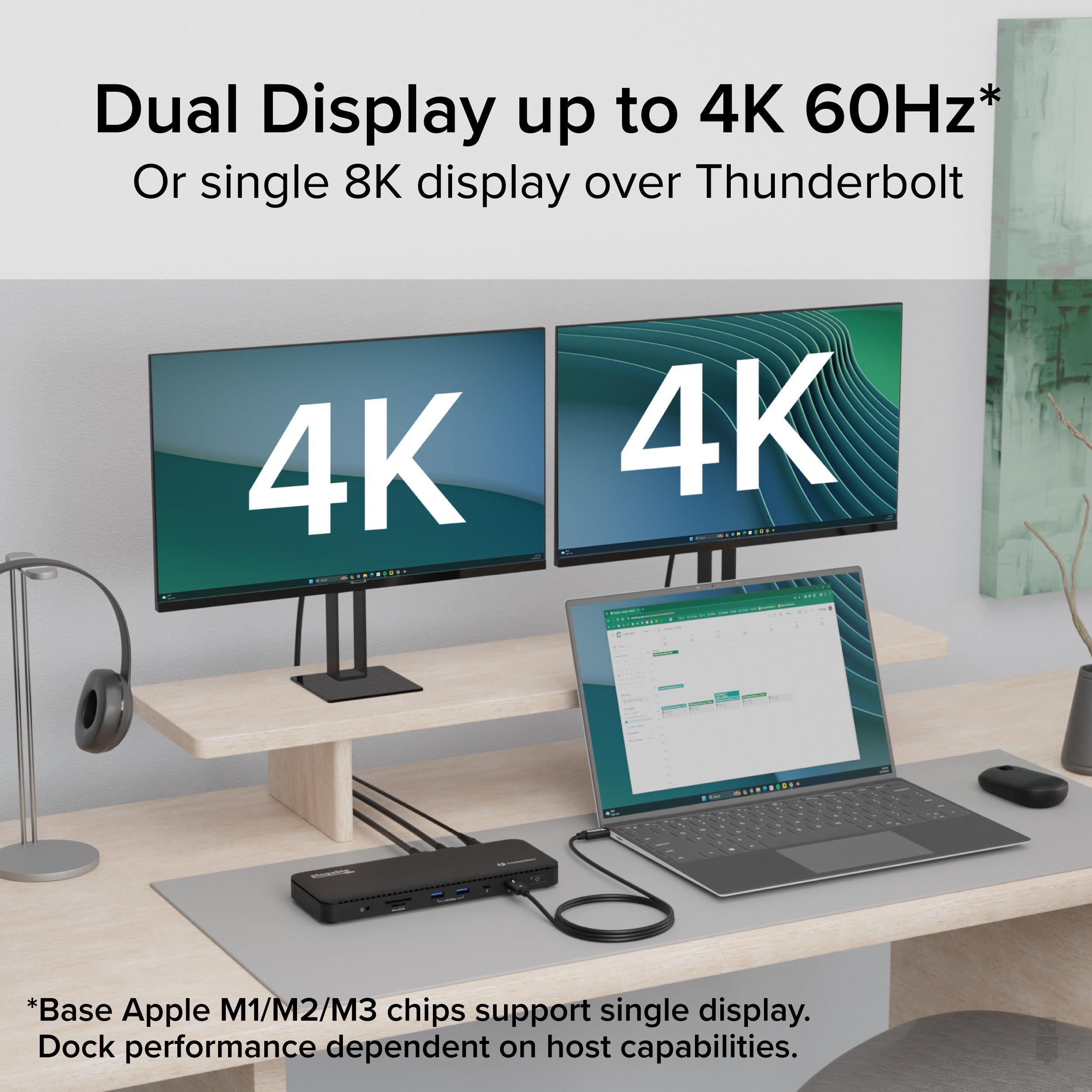 Plugable Thunderbolt 4 Dock for 4K Dual Monitors or Single 8K