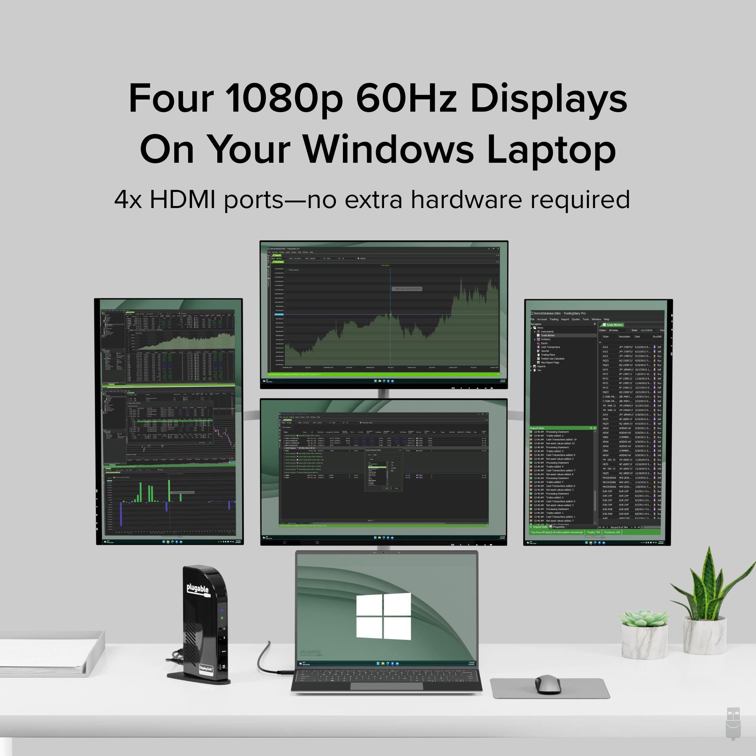 Plugable USB-C Docking Station for 4 Monitor Setup - Thumbnail 5