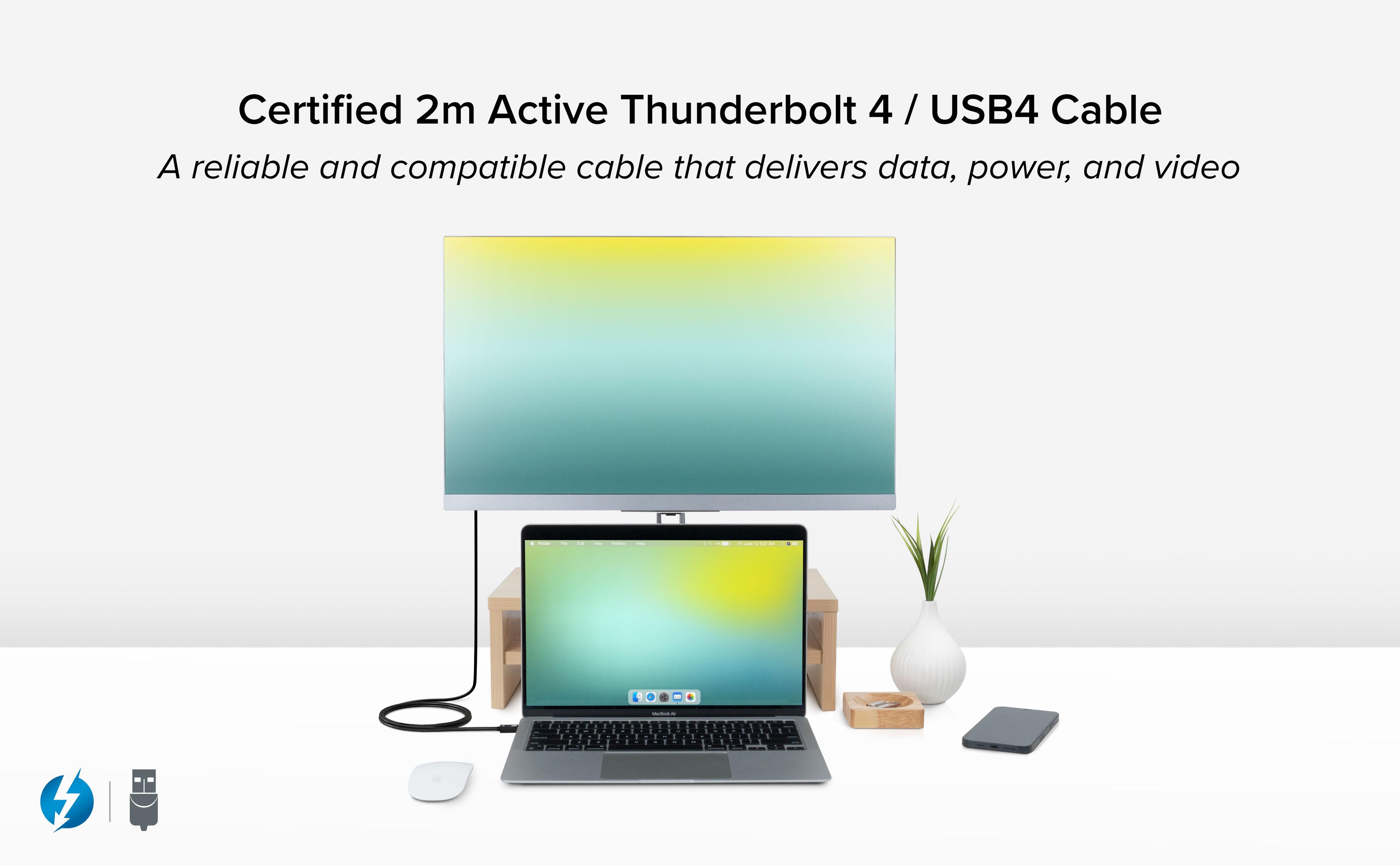 Plugable Thunderbolt 4 Cable [Thunderbolt Certified] 3.2ft USB4 Cable with  100W Charging, Single 8K or Dual 4K Displays, 40Gbps Data Transfer,  Compatible with Thunderbolt 4, USB4, Thunderbolt 3, USB-C 