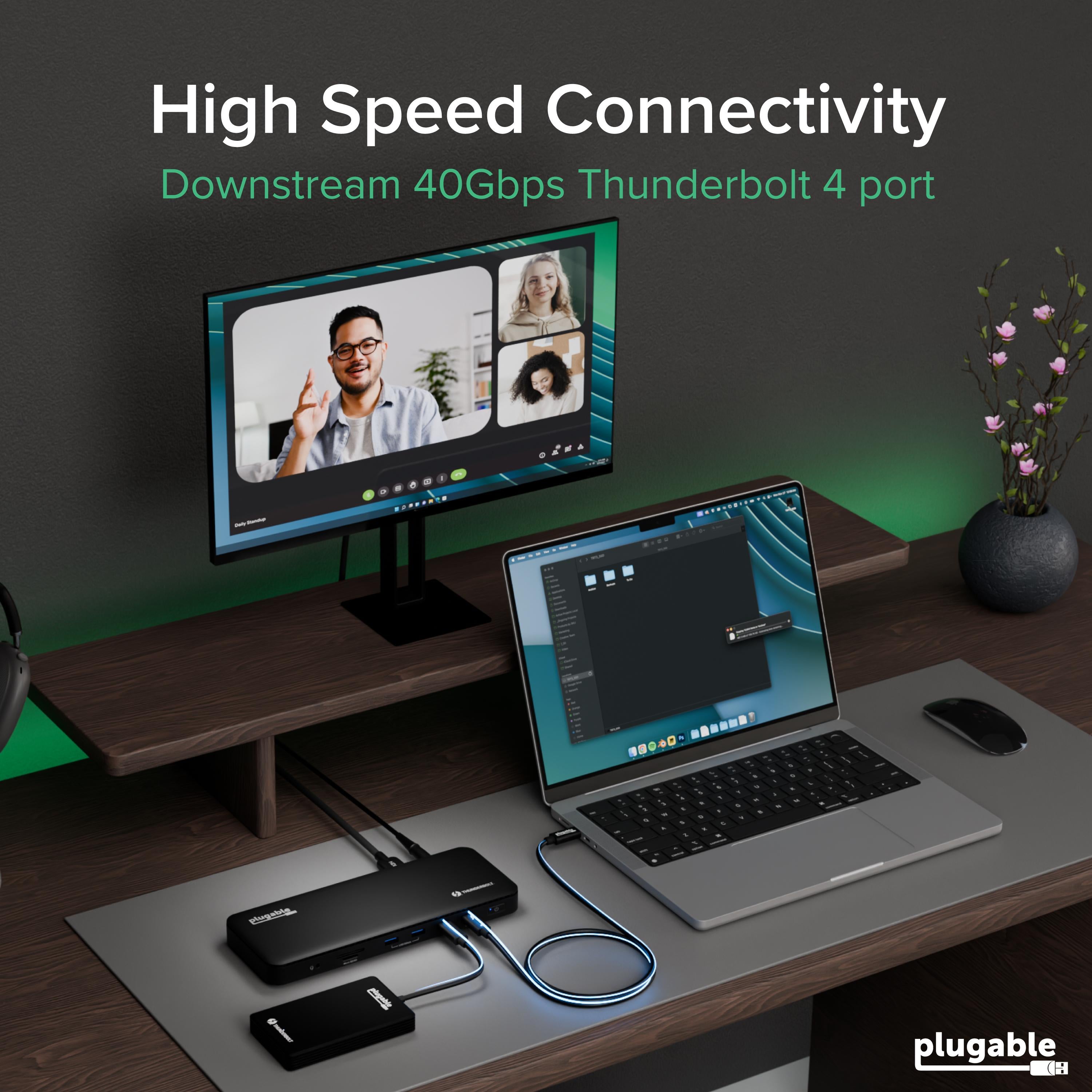 Plugable Thunderbolt 4 Dock for 4K Dual Monitors or Single 8K
