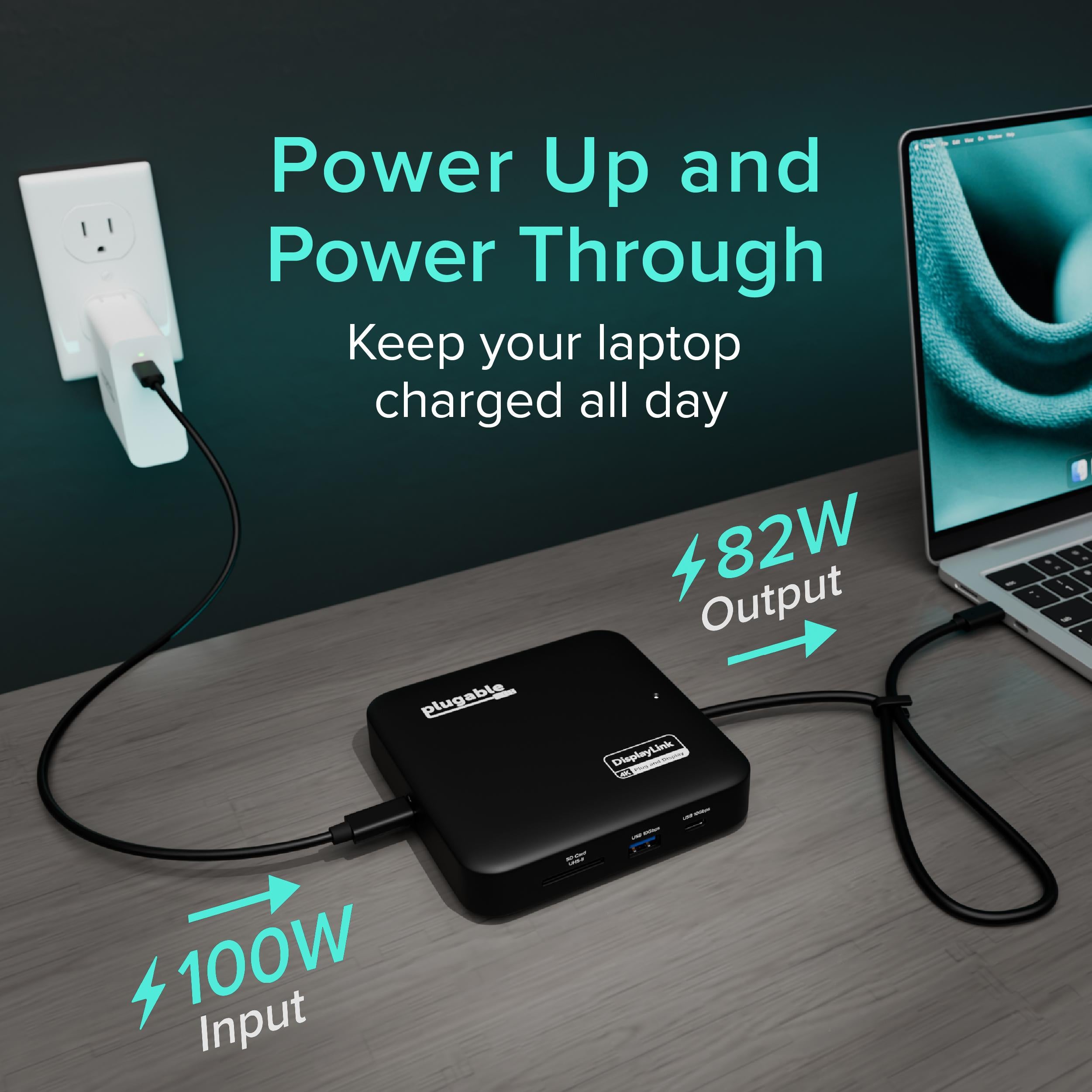 Plugable USB-C Dual HDMI Docking Station, 100W Pass Through