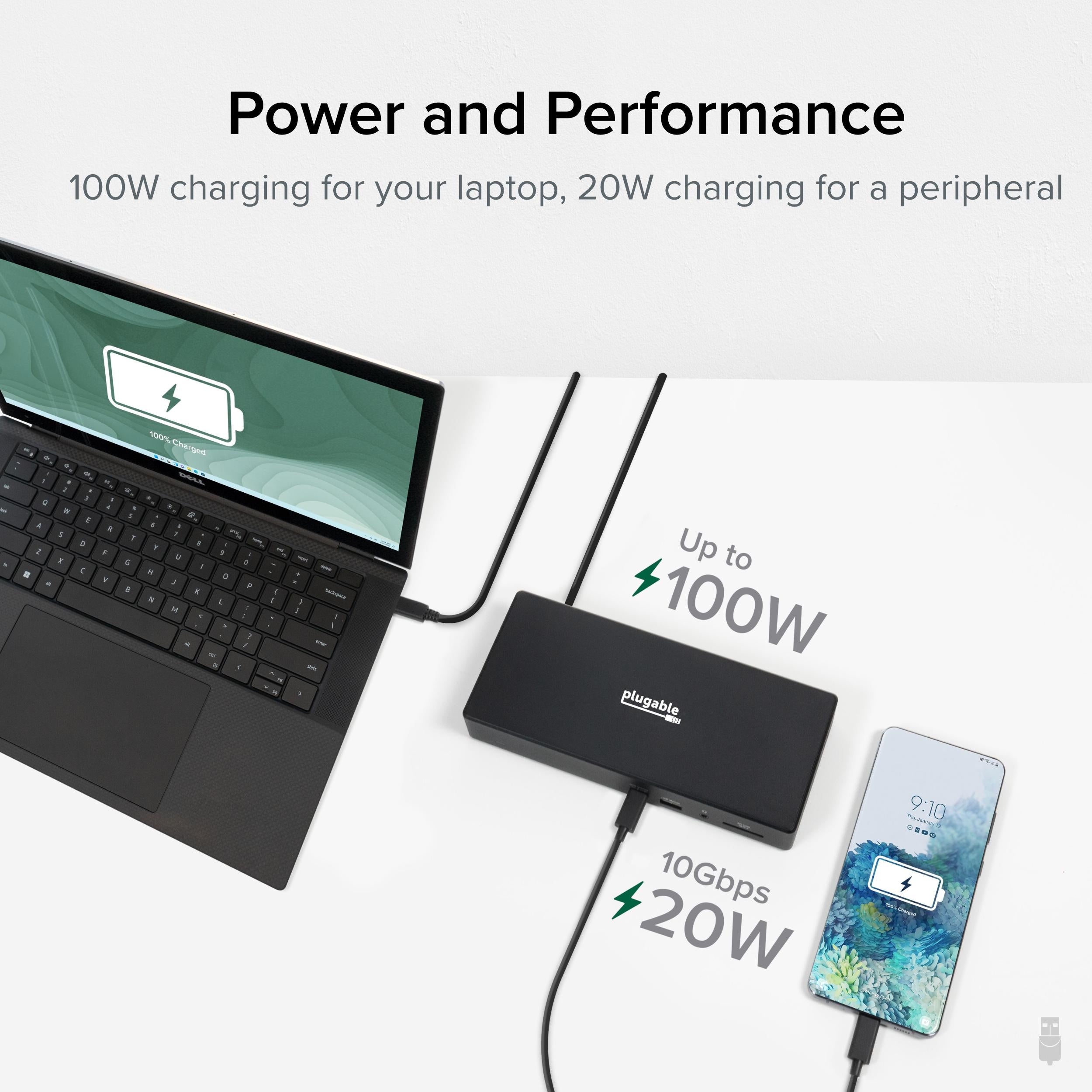 Plugable Triple Monitor USB-C Docking Station for Windows and Mac
