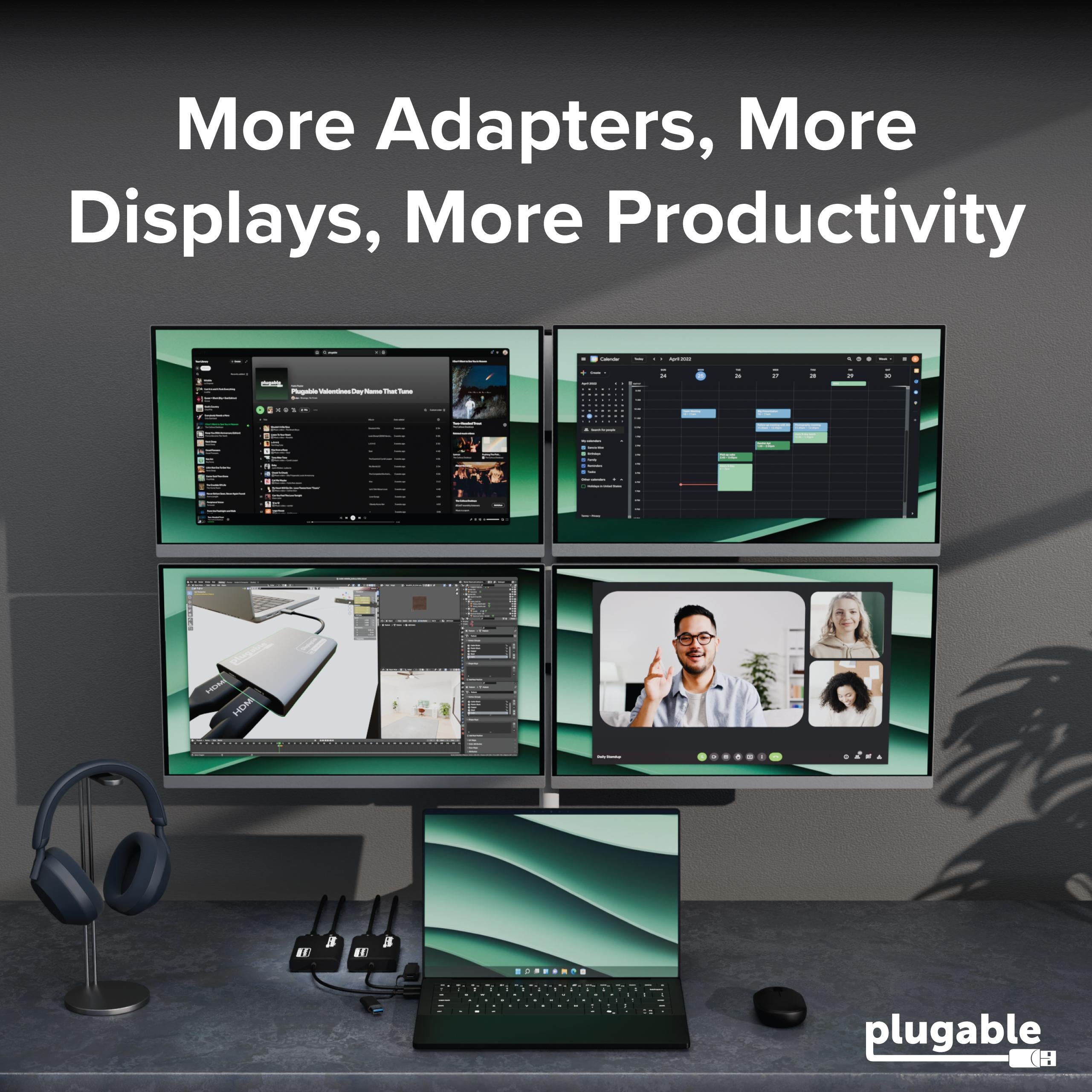 Plugable 4K Dual HDMI Adapter for USB-C & USB 3.0, Windows