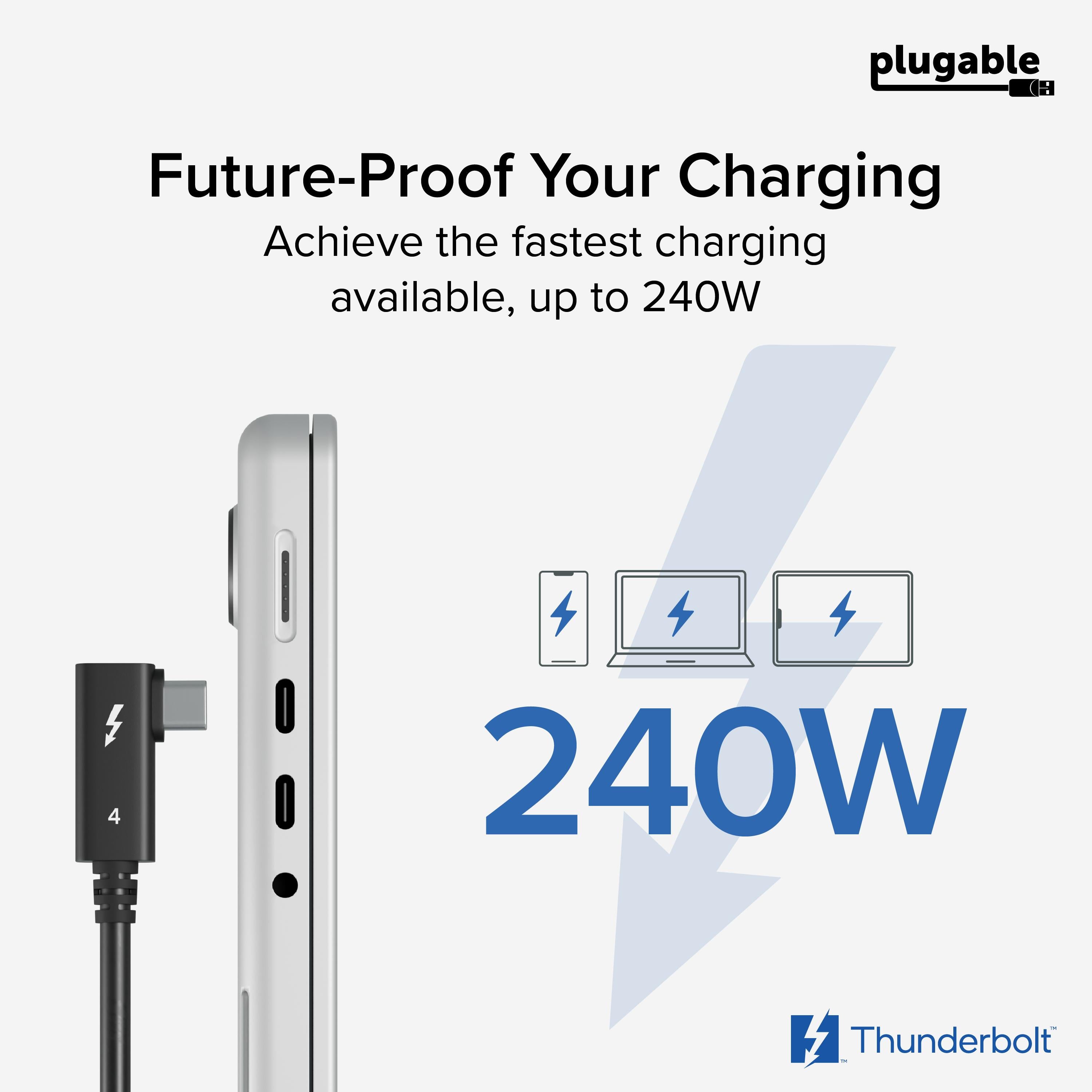 Plugable Thunderbolt 4 Cable with Right Angle Connection (2.6ft