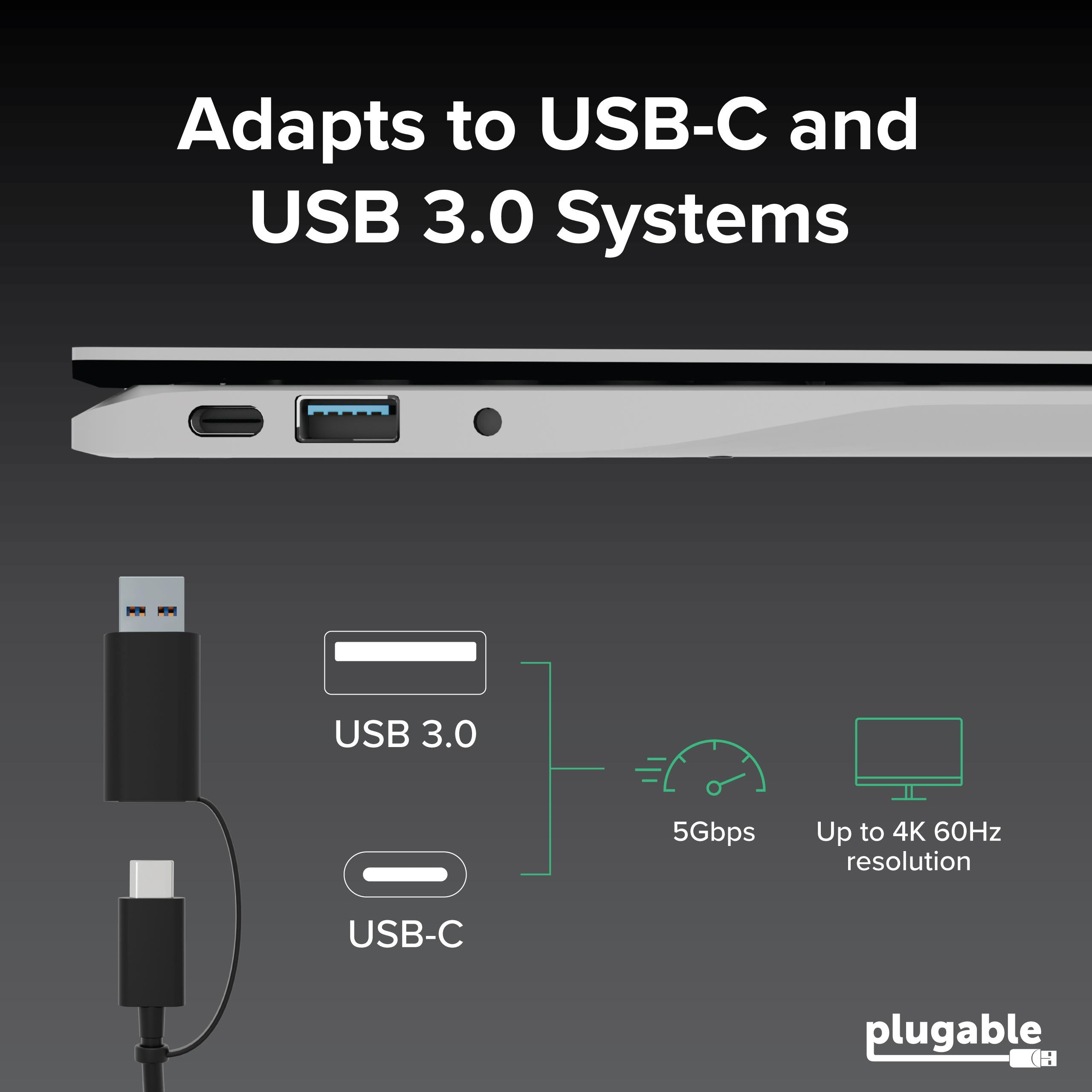 Plugable 4K Dual HDMI Adapter for USB-C & USB 3.0, Windows
