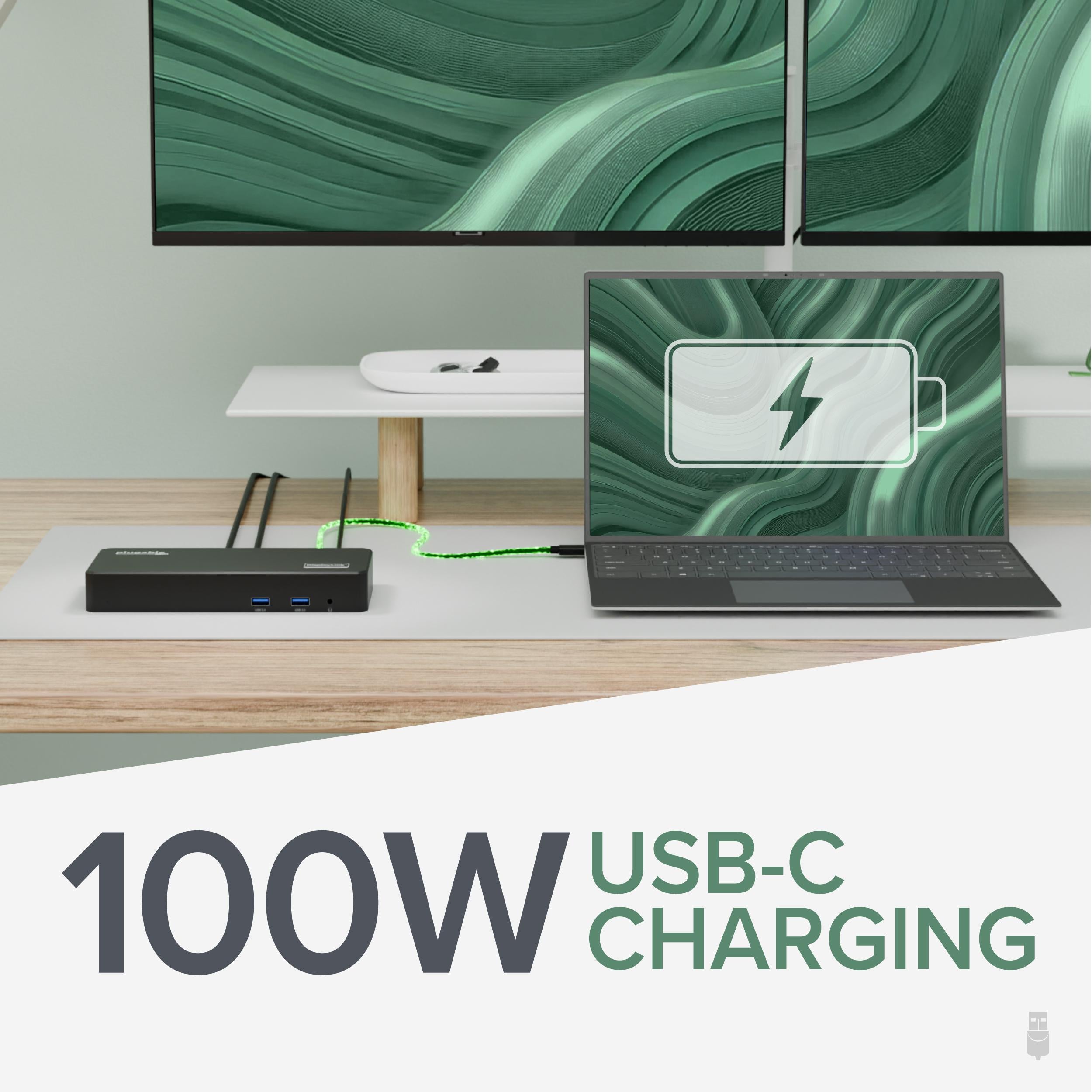 Plugable USB-C Triple Monitor Docking Station, 100W Laptop