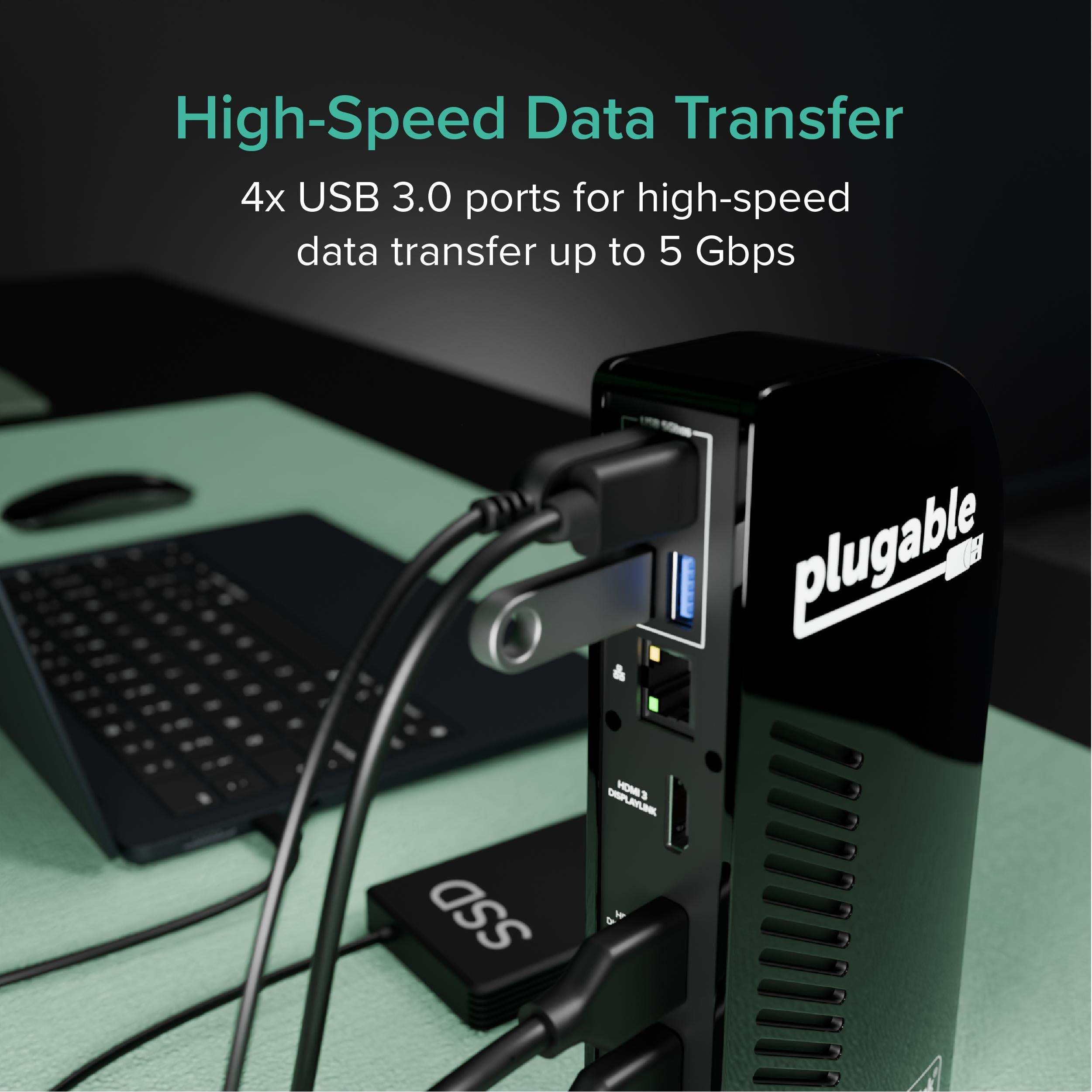 Plugable USB-C Triple Display Docking Station with DisplayLink USB