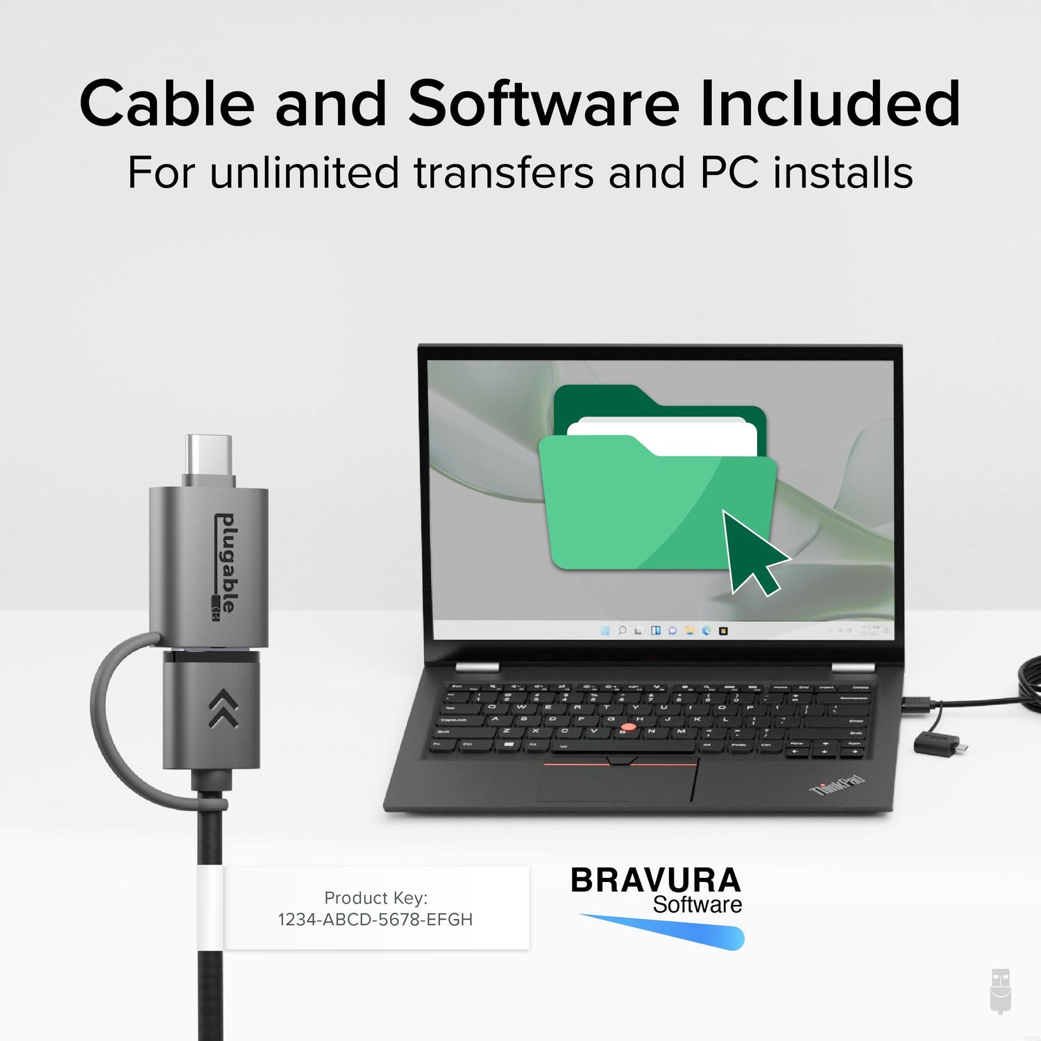 Plugable USB Data Transfer Cable with USB-C Adapters, 6.6ft ~ Plugable ...