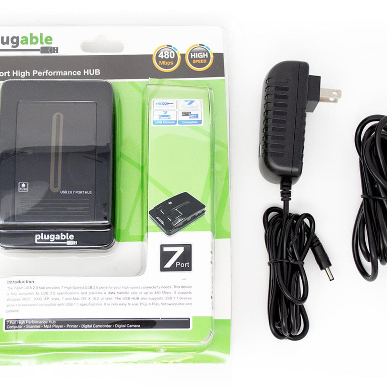 Highlight of the packaging and included contents of the usb2-hub-ag7