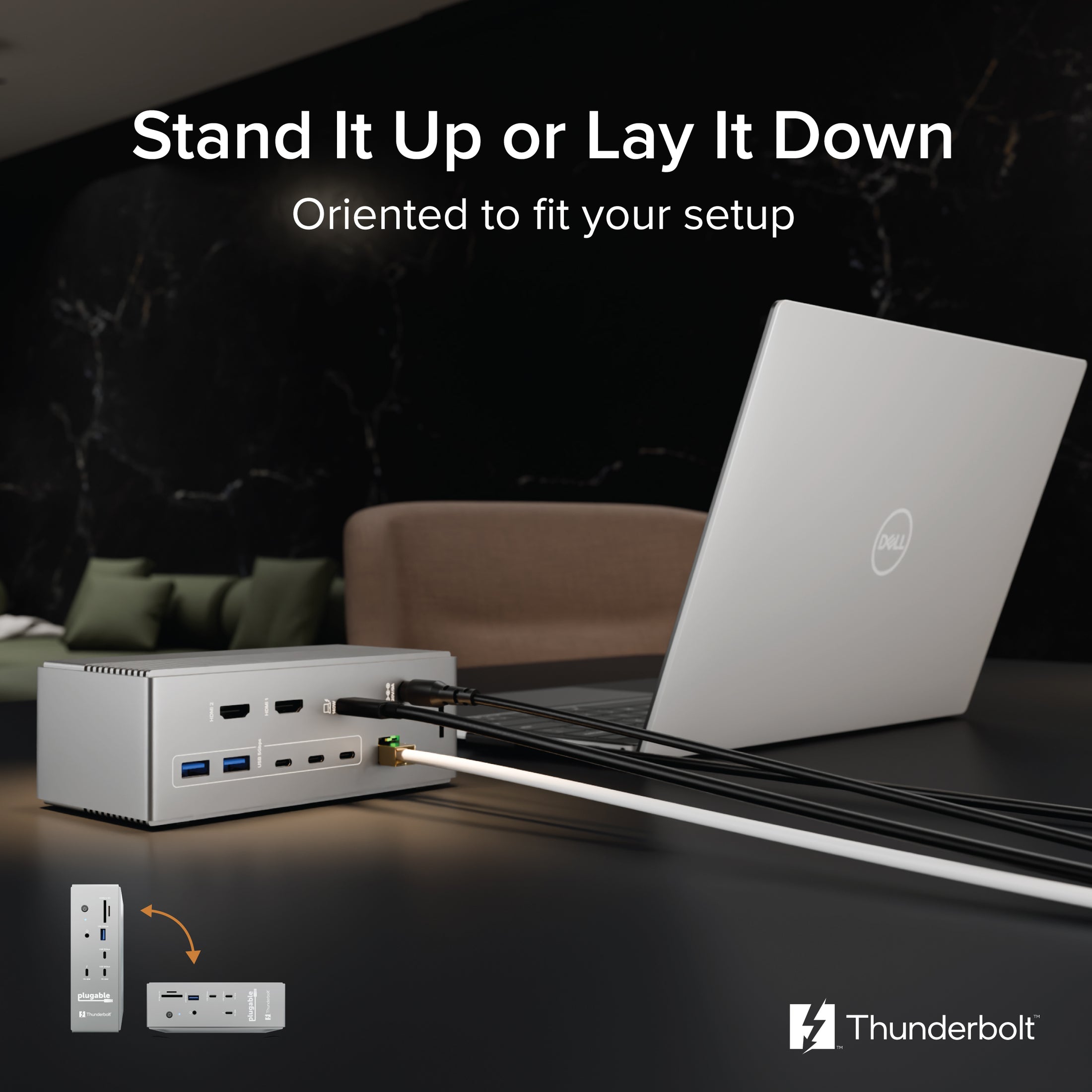 Plugable Thunderbolt 5 Docking Station with Dual HDMI 2.1, 140W Laptop Charging