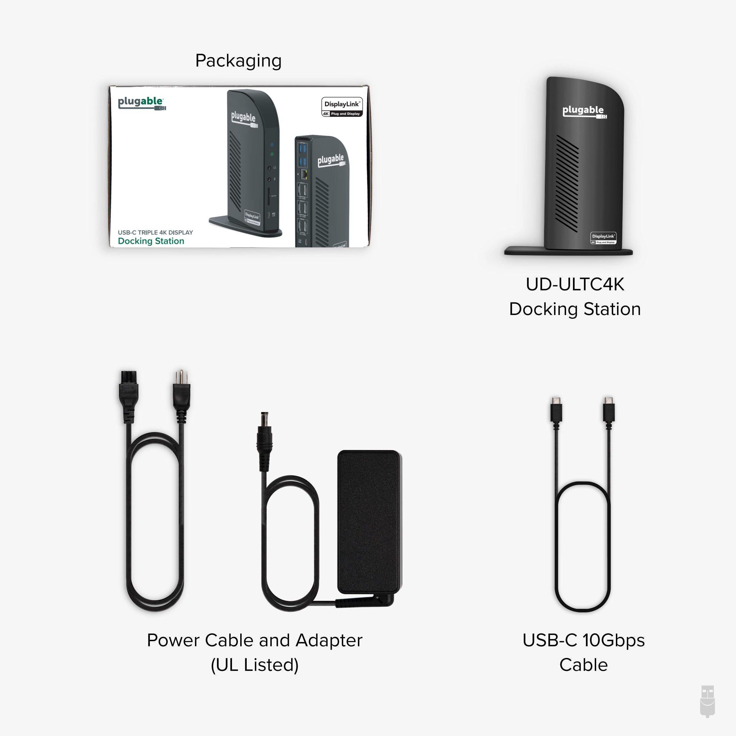 Plugable USB-C Triple 4K Display Docking Station with DisplayLink